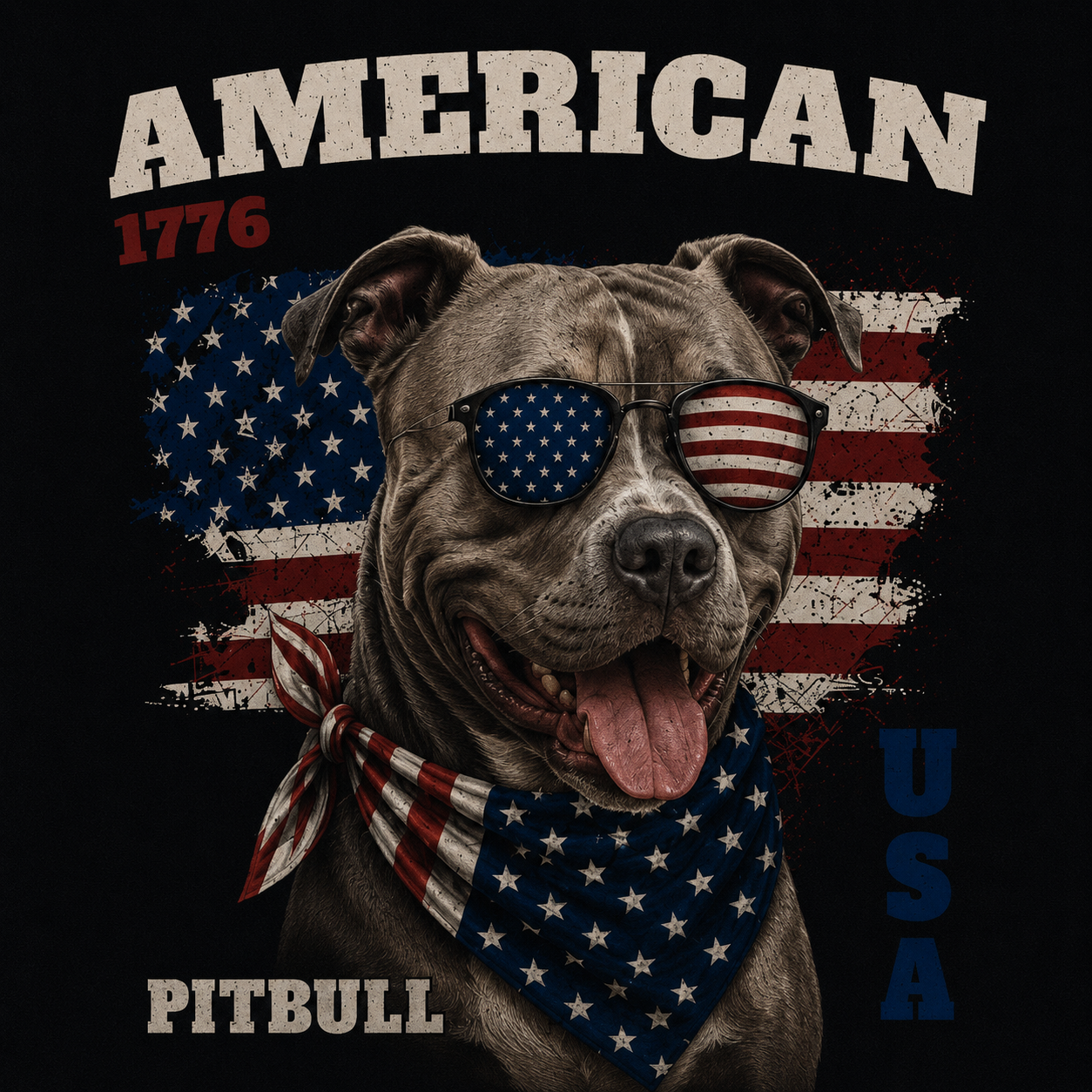 4th of July Dog Shirt — Vintage Americana Graphic Tee for Dog Lovers | Custom Breed | Heavyweight Cotton