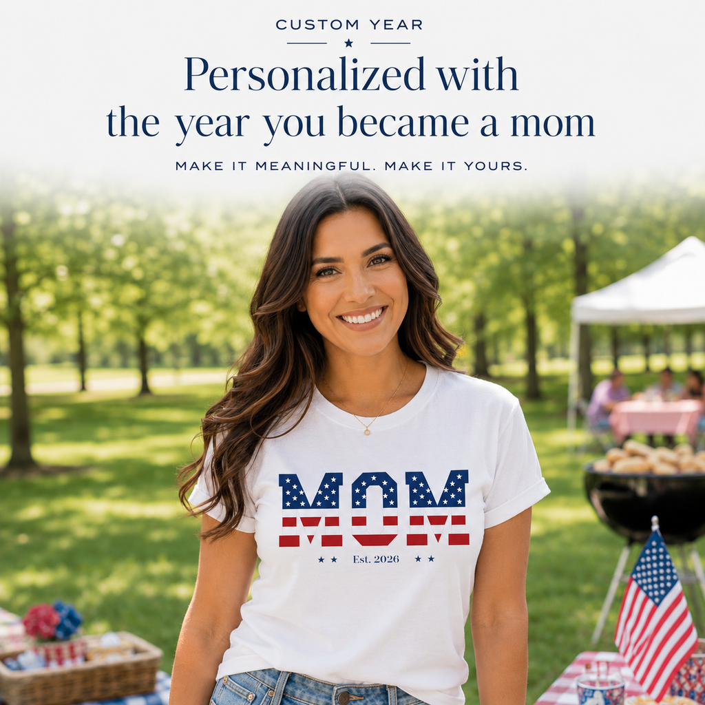 Custom Mom 4th of July Shirt | Personalized Est Year Tee | Patriotic Mom Gift | Americana Mom  Shirt S-2XL