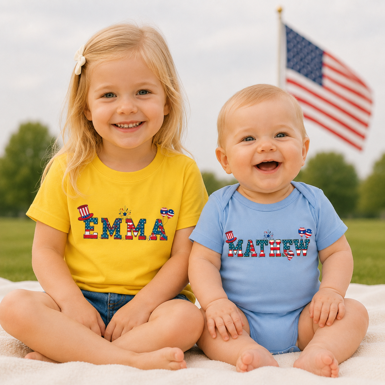Custom 4th of July Toddler Shirt | Personalized  Name Kids Tee | Patriotic USA Toddler Gift | AURIA CUSTOM PRINTS