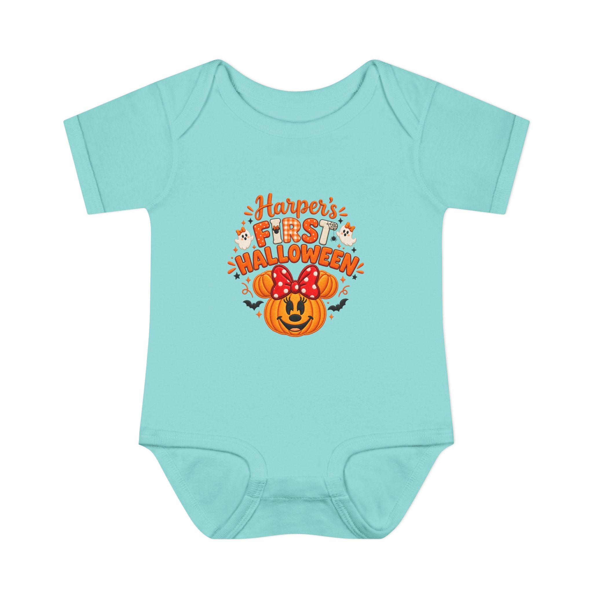 Personalized First Halloween Baby Bodysuit, Pumpkin & Bow Onesie