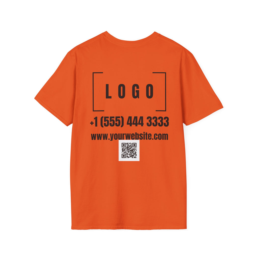 Red t-shirt with a customizable logo on the front chest and back