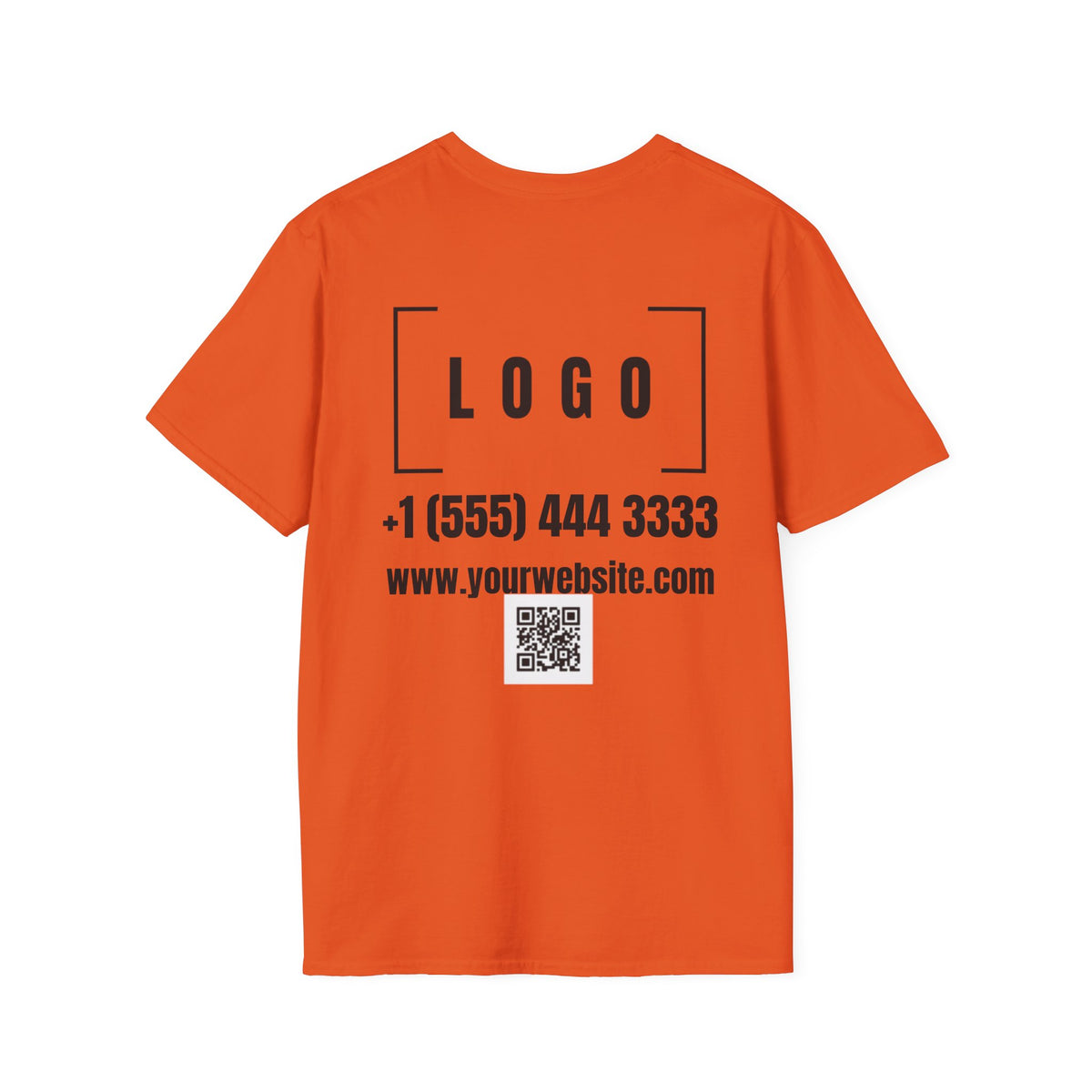 Red t-shirt with a customizable logo on the front chest and back