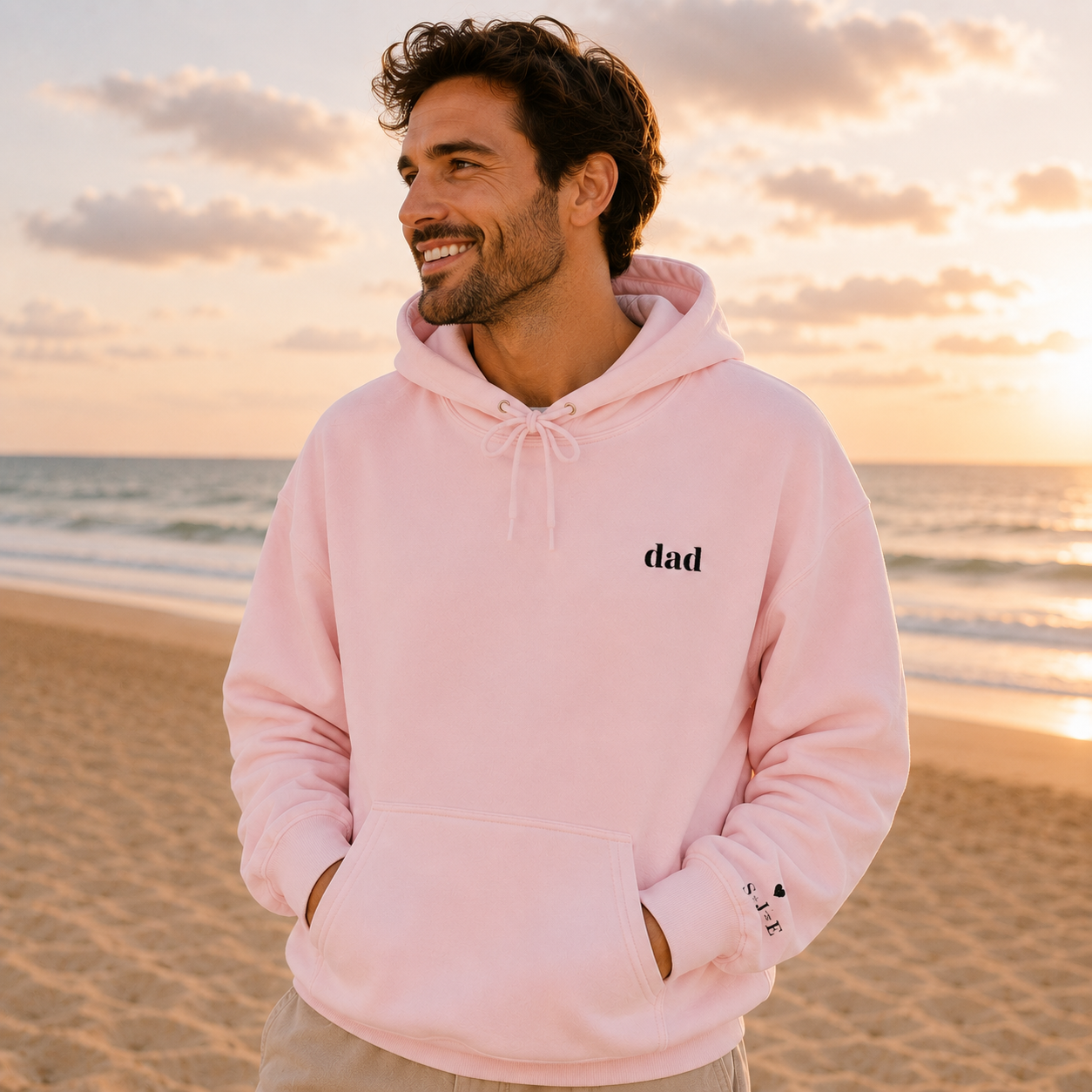 Custom Dad Hoodie | Personalized Embroidered  Chest & Sleeve | Matching Dad Mini Set |  Dad Gift S-3XL