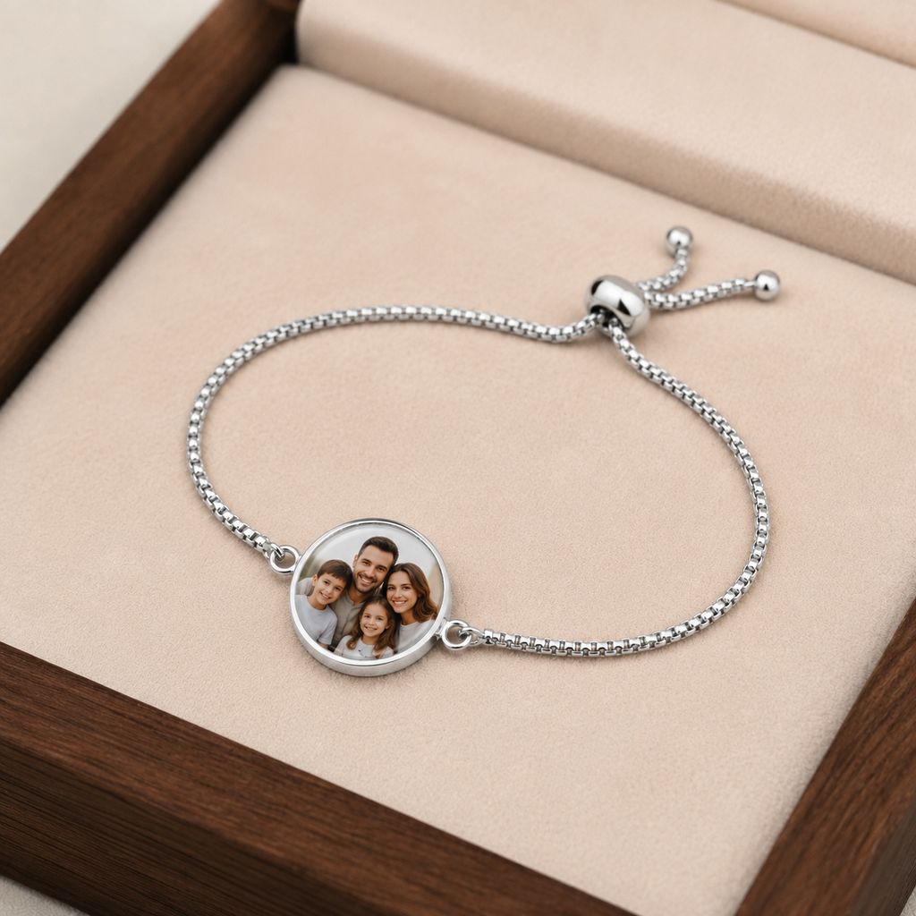 Custom Photo Charm Bracelet | Personalized Gift for Mom or Dad with Kids Photo