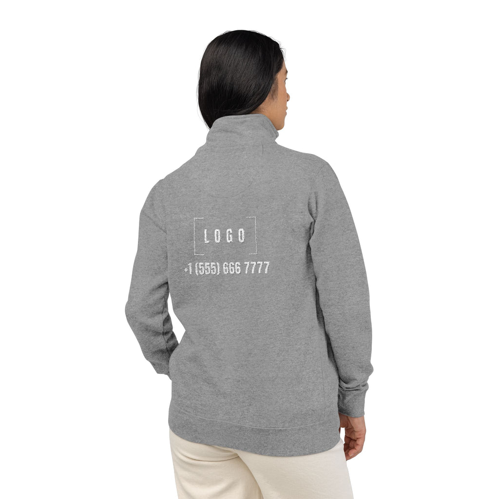 Carbon Grey embroidered fleece half-zip pullover with a customizable logo on the left chest