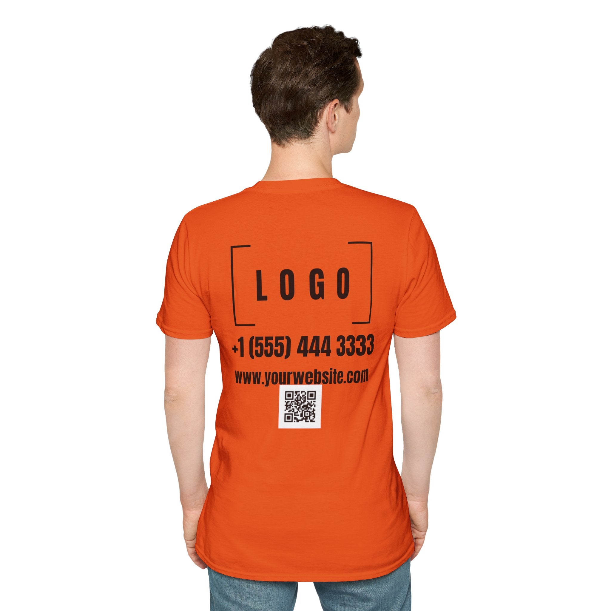 Red t-shirt with a customizable logo on the front chest and back