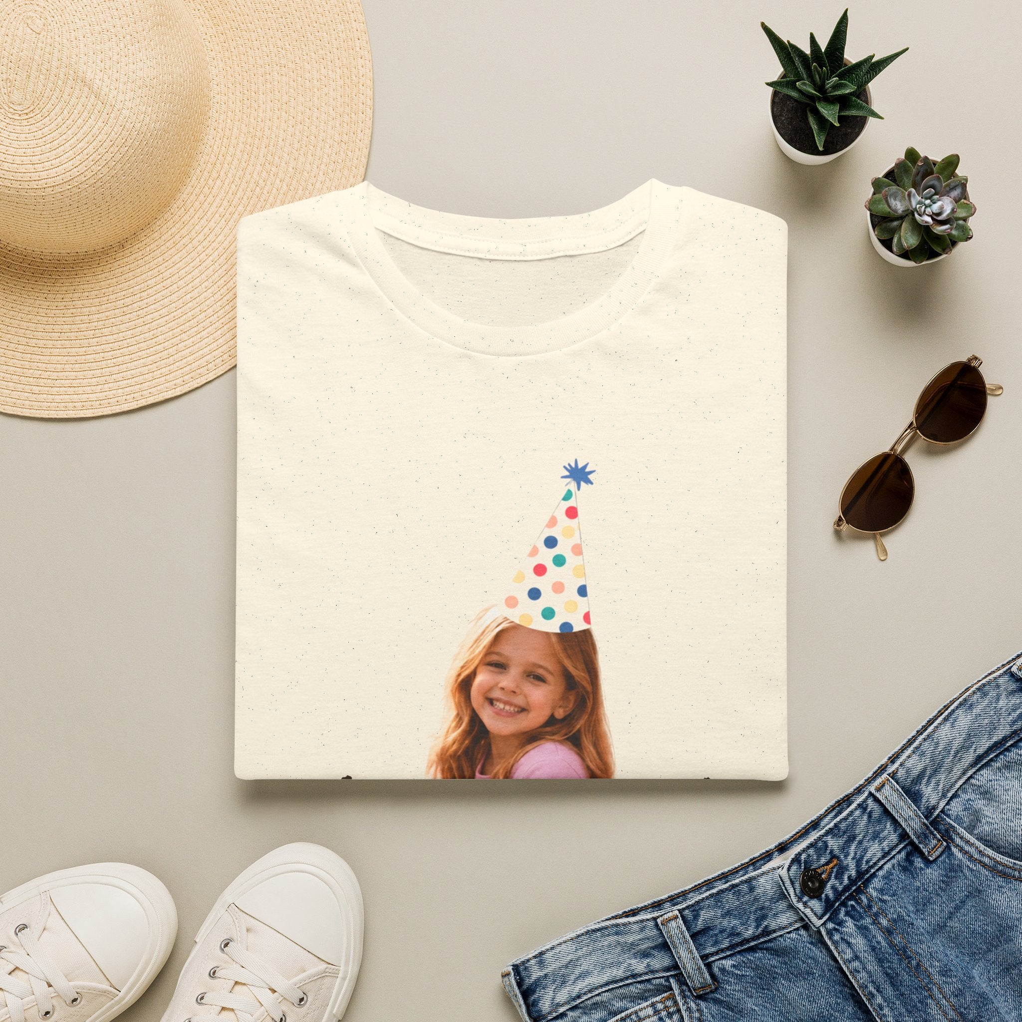 Custom Birthday Girl Shirt | Personalized Photo Tee and Est. year with Party Hat, Funny Birthday Gift for Women