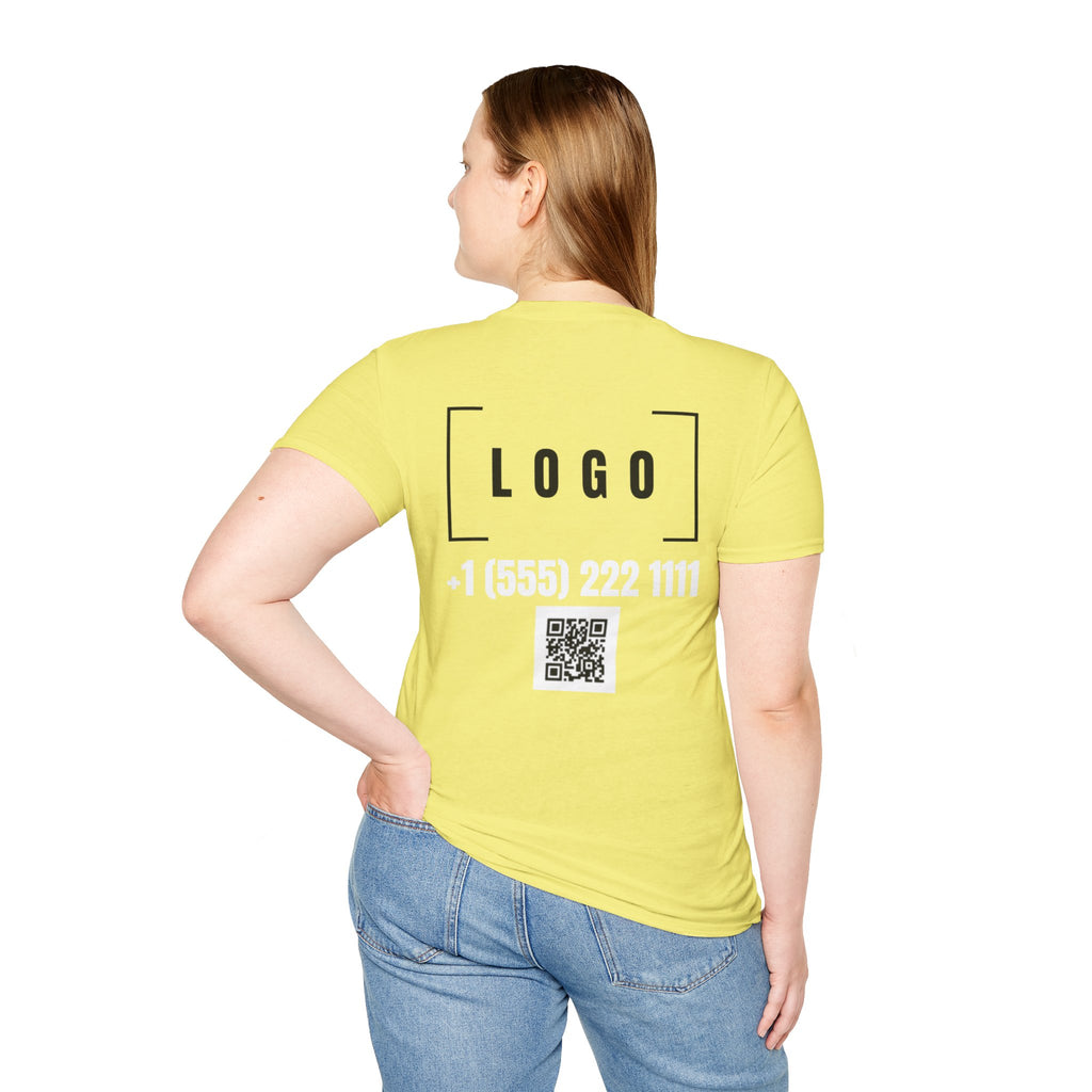 Cornsilk t-shirt with a customizable logo on the back