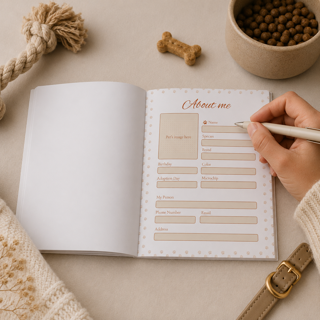 Custom Pet Health & Care Journal | Personalized Cover with Photo & Name, 24-Page Dog Cat Record Book