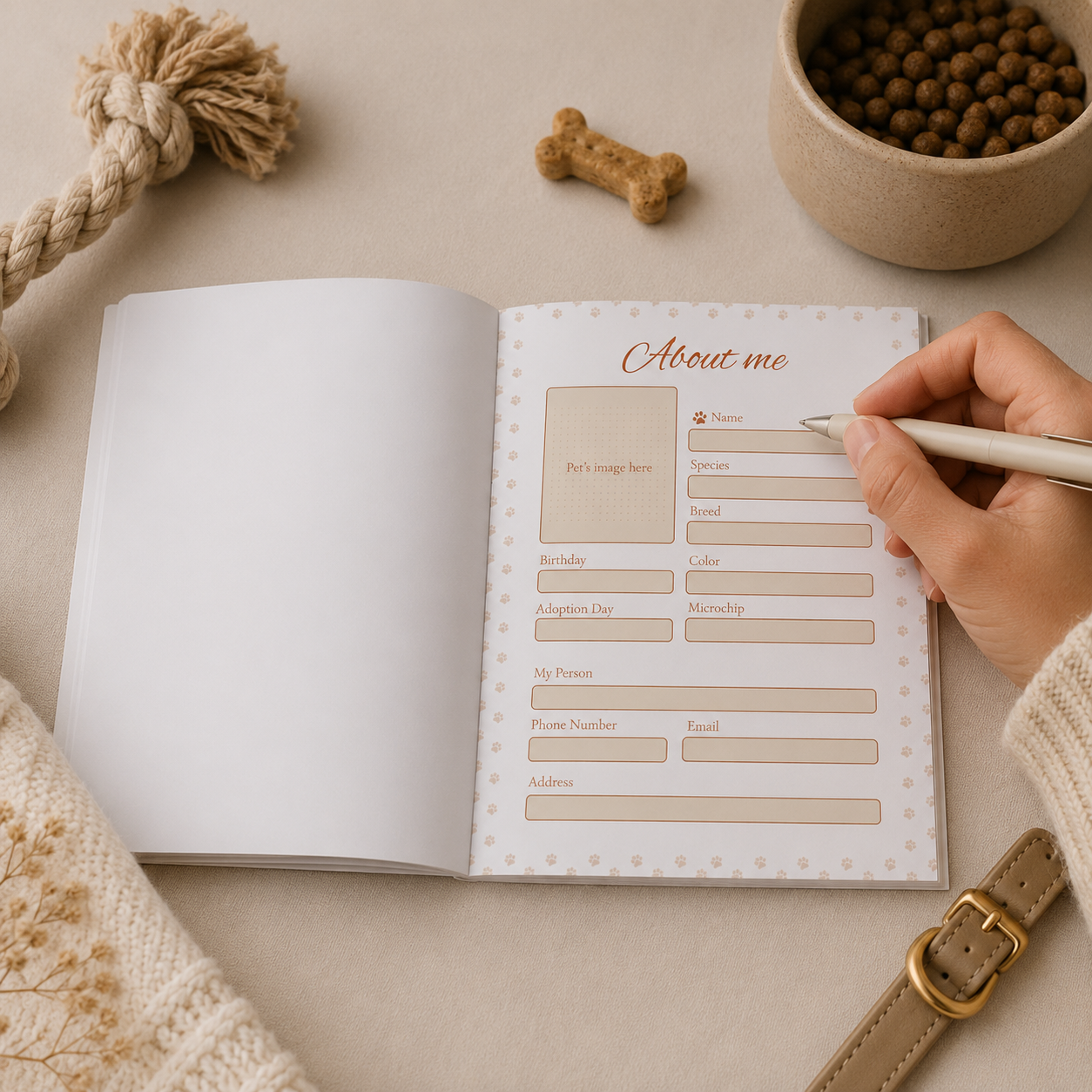Custom Pet Health & Care Journal | Personalized Cover with Photo & Name, 24-Page Dog Cat Record Book