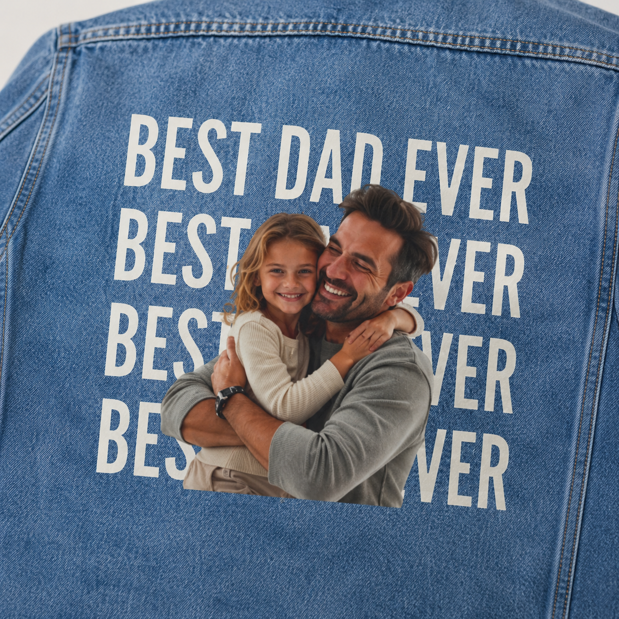 Custom Photo Denim Jacket for Dad | Best Dad Ever Personalized Kids Photo Jacket, Father's Day Gift