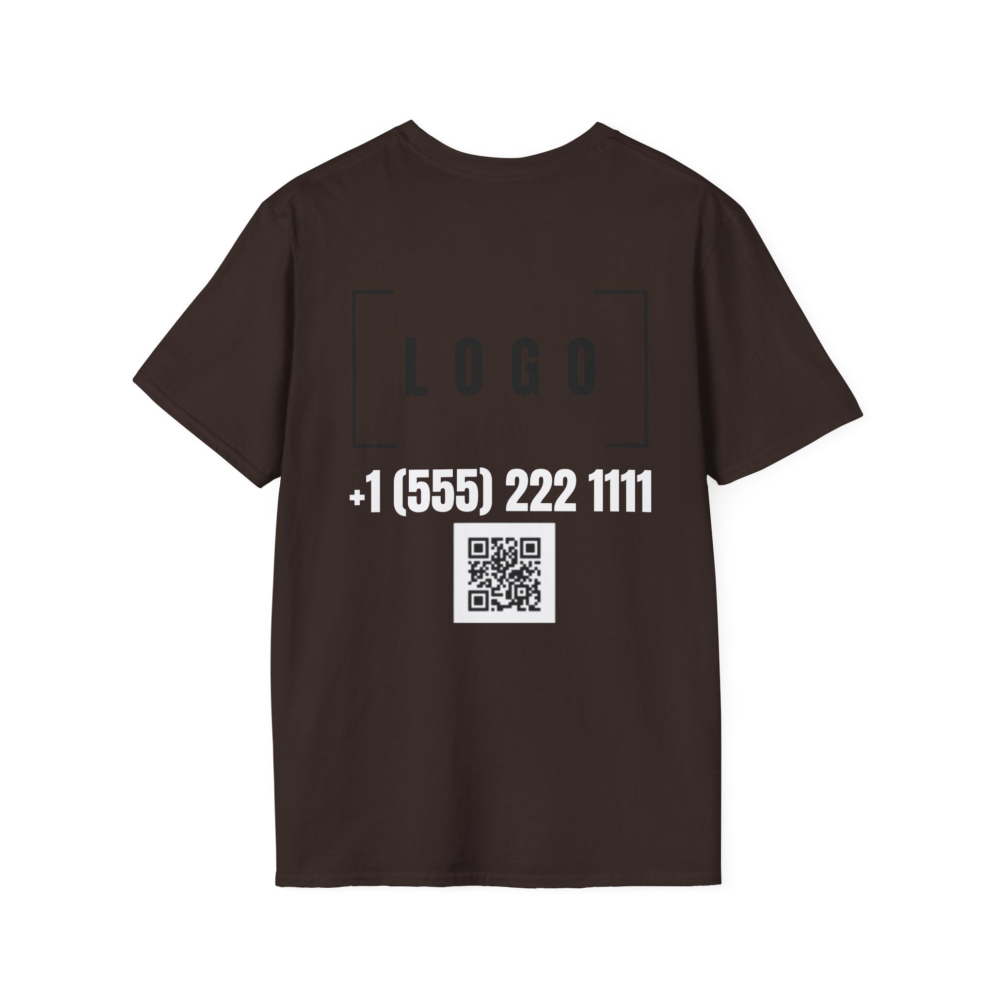 Dark Chocolate t-shirt with a customizable logo on the back