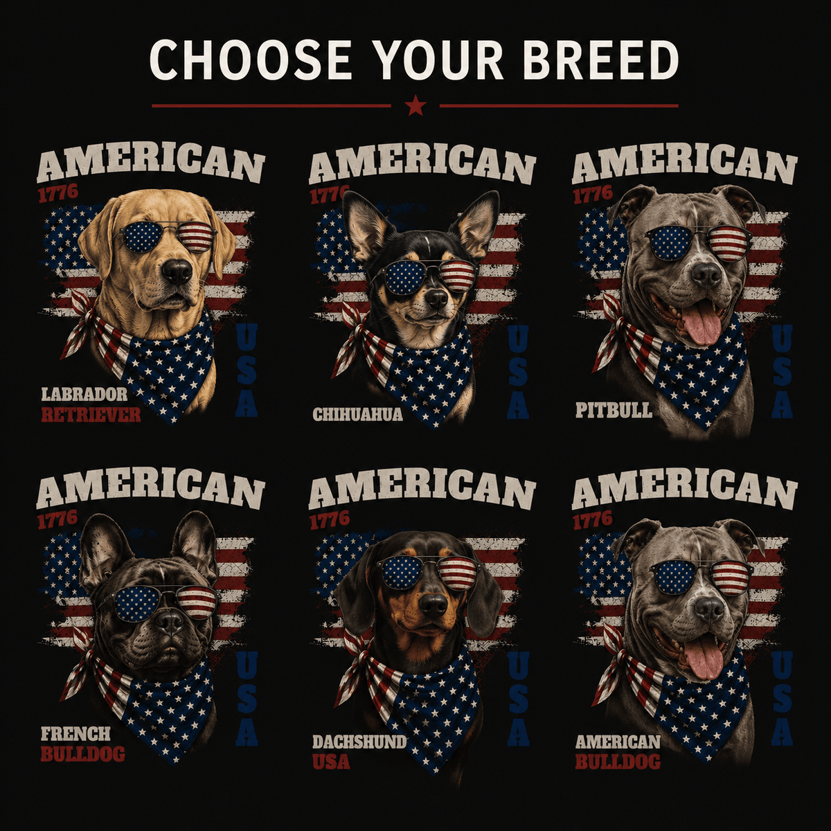 4th of July Dog Shirt — Vintage Americana Graphic Tee for Dog Lovers | Custom Breed | Heavyweight Cotton custom personalized gift - AURIA CUSTOM PRINTS