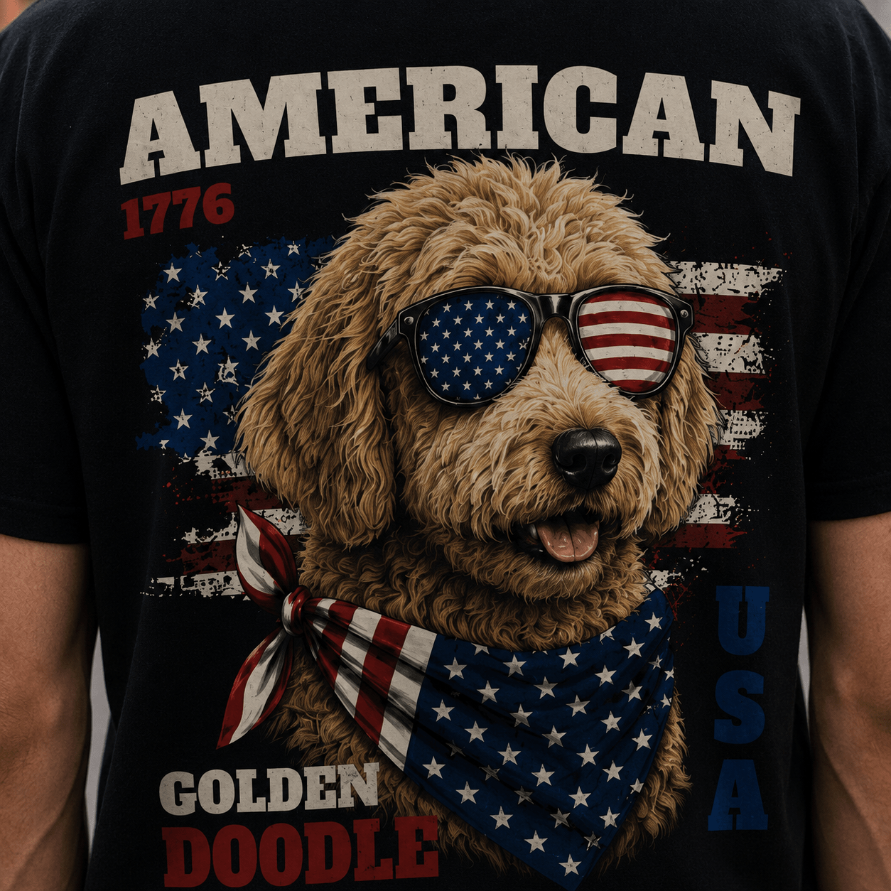 4th of July Dog Shirt — Vintage Americana Graphic Tee for Dog Lovers | Custom Breed | Heavyweight Cotton custom personalized gift - AURIA CUSTOM PRINTS