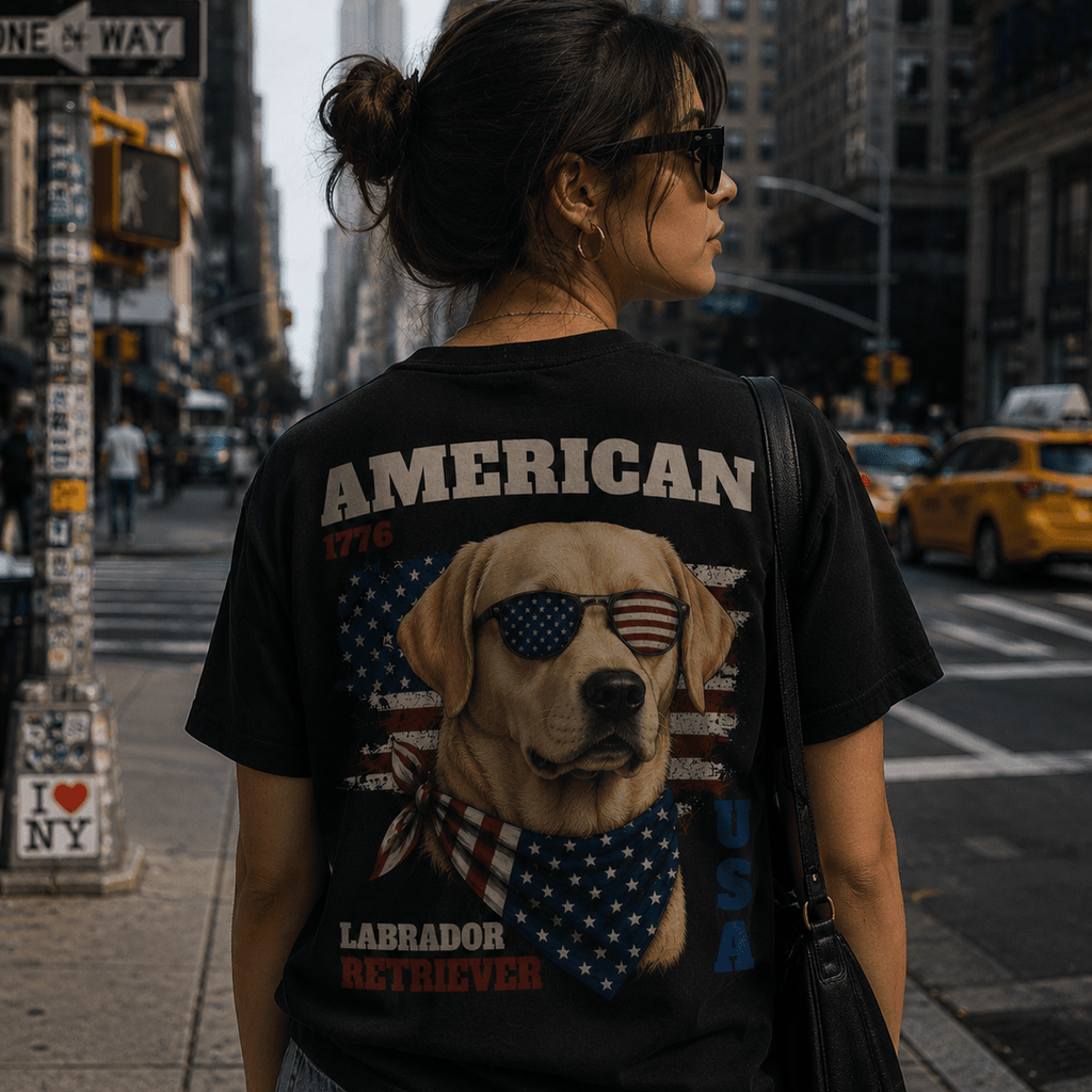 4th of July Dog Shirt — Vintage Americana Graphic Tee for Dog Lovers | Custom Breed | Heavyweight Cotton custom personalized gift - AURIA CUSTOM PRINTS
