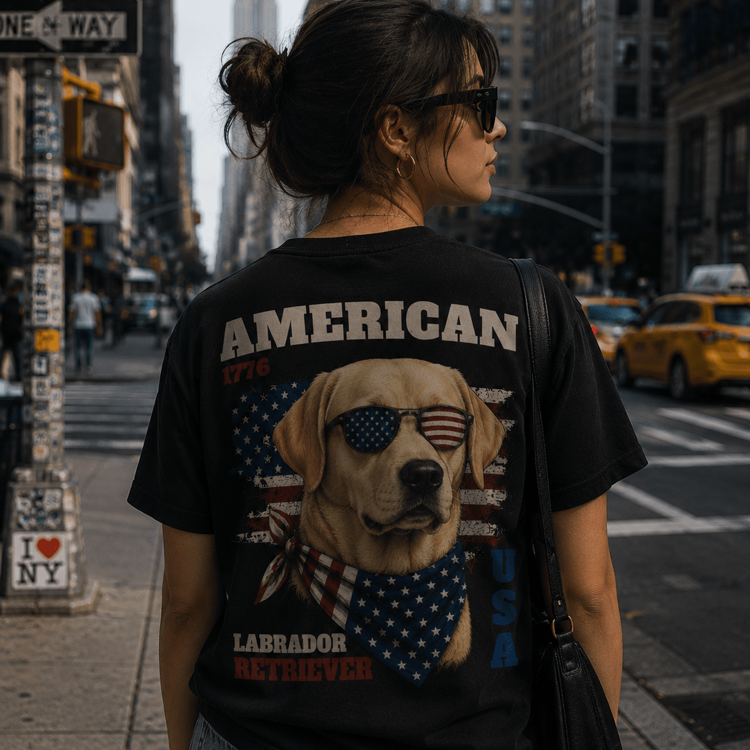 4th of July Dog Shirt — Vintage Americana Graphic Tee for Dog Lovers | Custom Breed | Heavyweight Cotton custom personalized gift - AURIA CUSTOM PRINTS