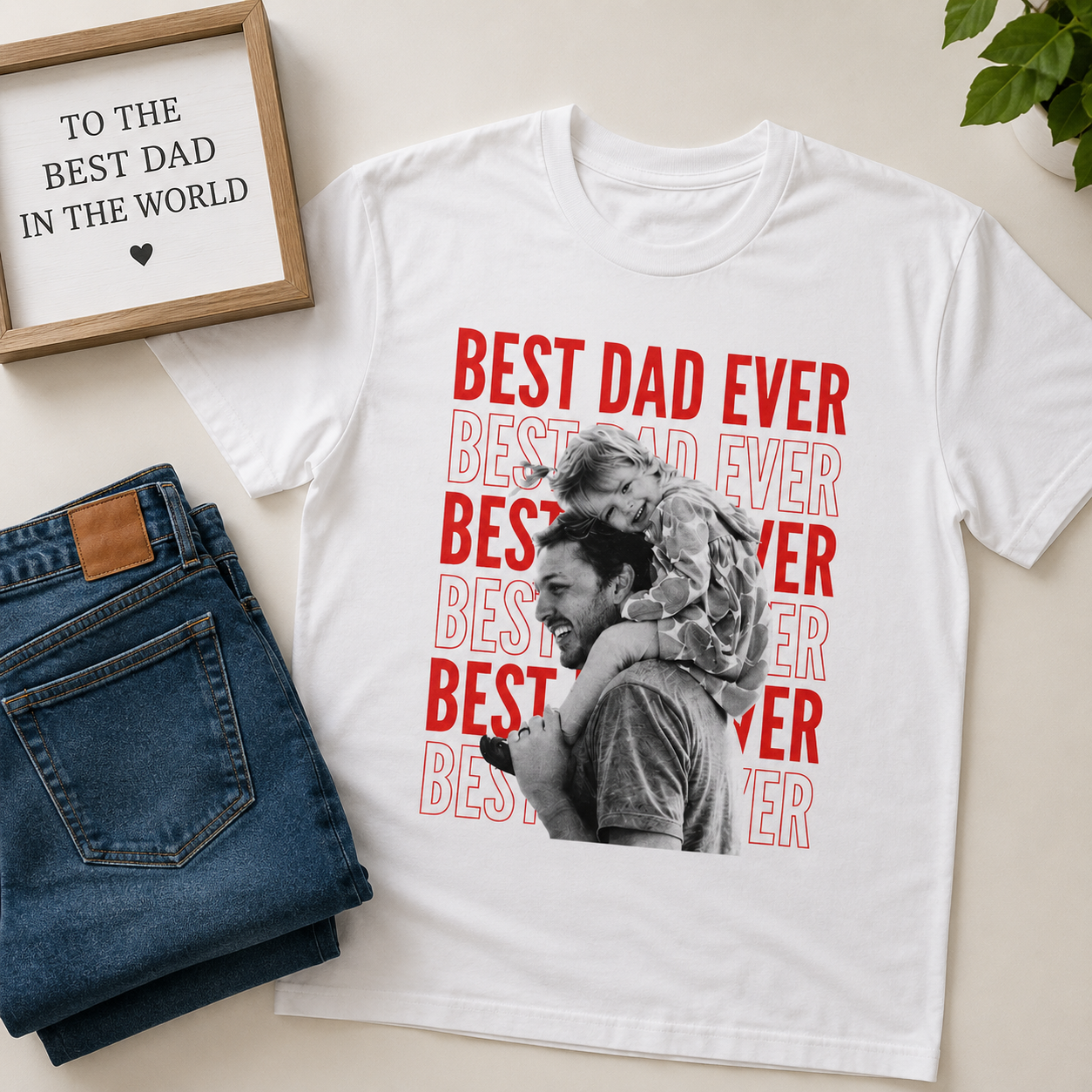 Best Dad Ever T-Shirt — Father & Child Photo Tee (Father's Day Gift)