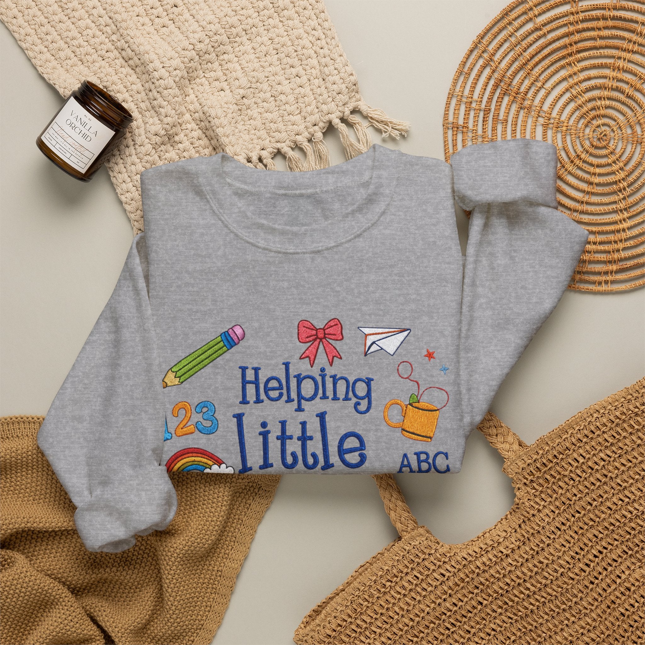 Helping Little Minds Grow Sweatshirt – Teacher Gift, Cute School Icons Crewneck, Back to School