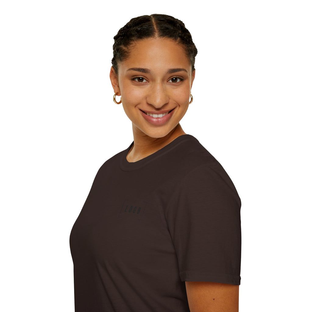 Dark Chocolate t-shirt with a customizable logo on the front chest and back