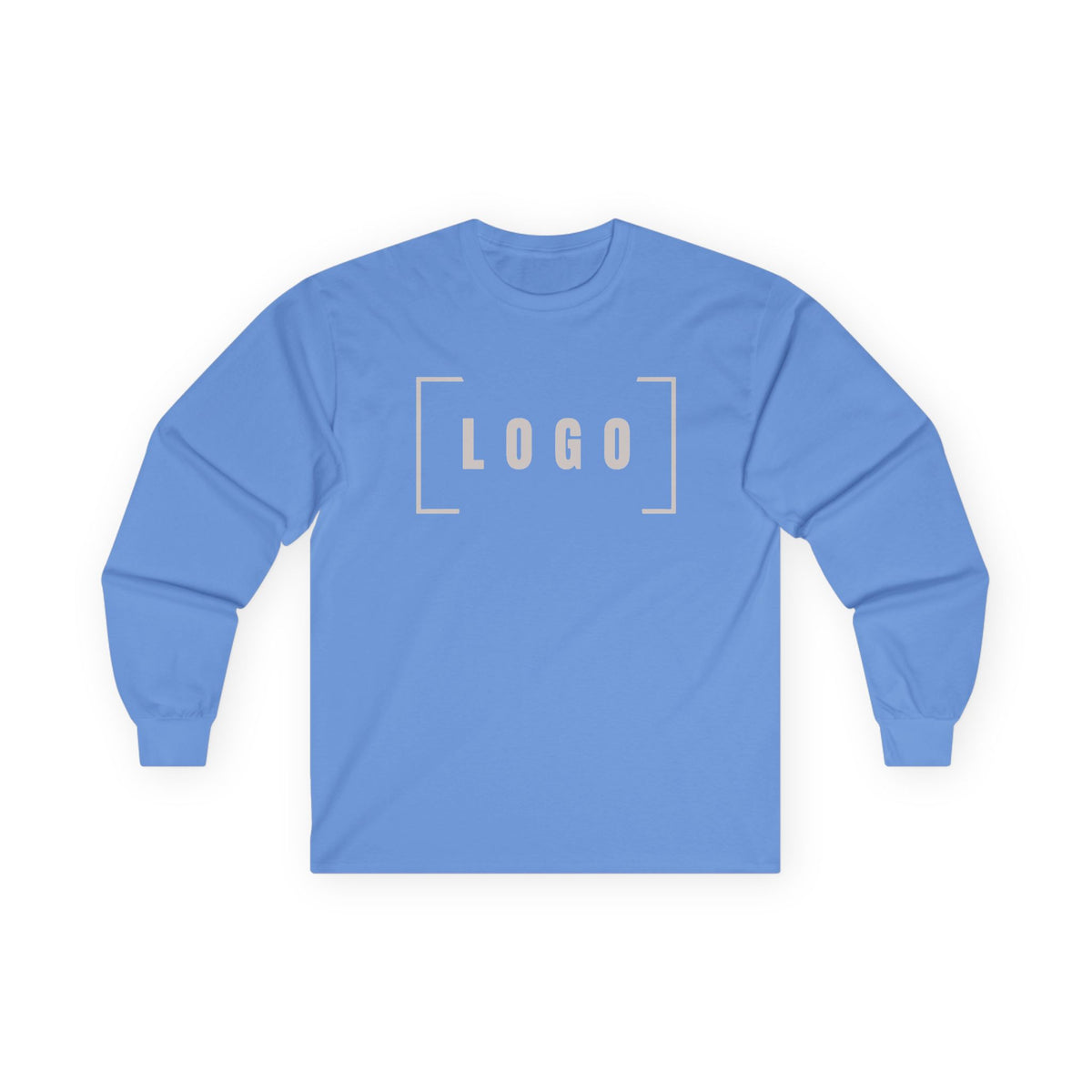 Carolina Blue long sleeve tee with a customizable logo on the chest