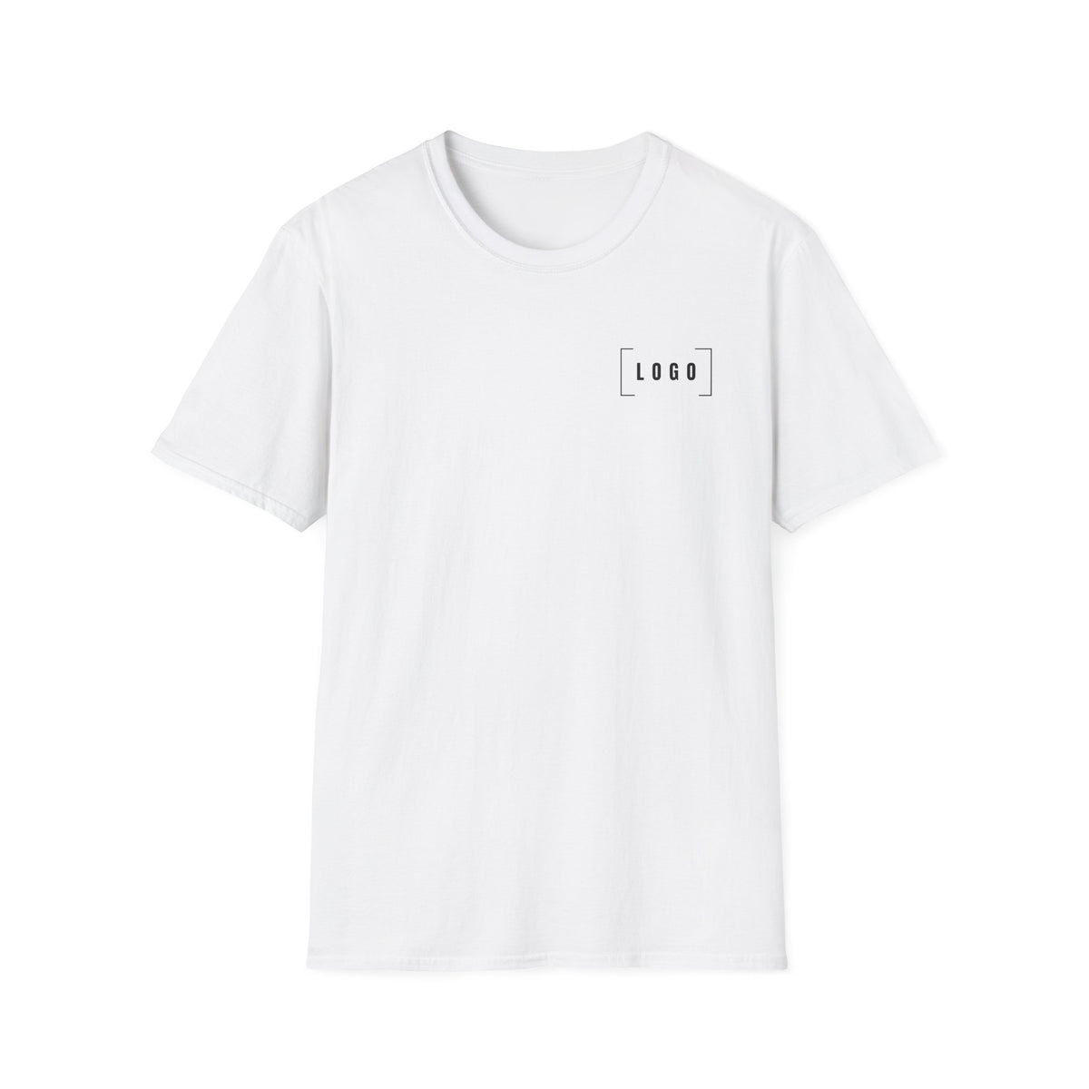 White t-shirt with a customizable logo on the front chest and back