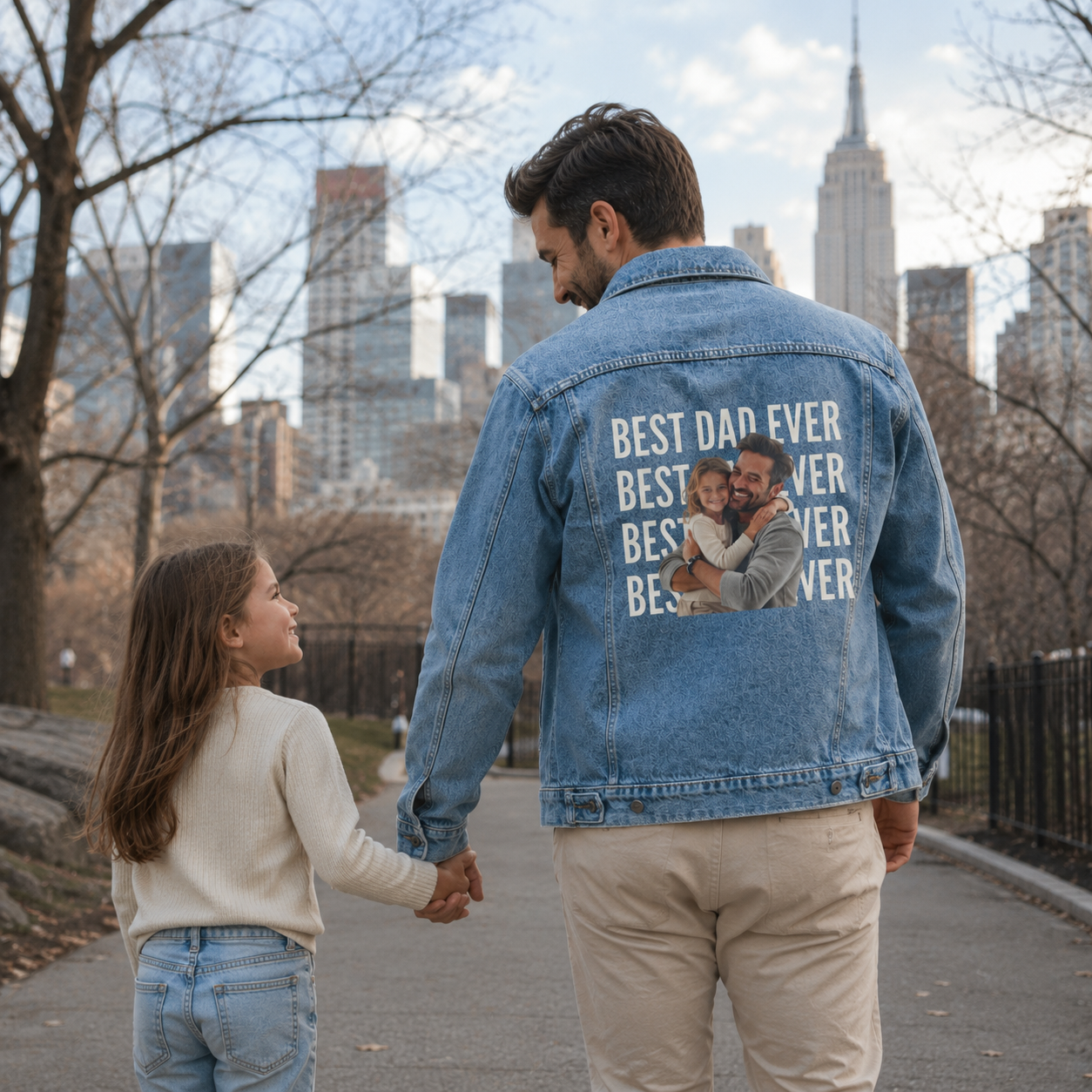 Custom Photo Denim Jacket for Dad | Best Dad Ever Personalized Kids Photo Jacket, Father's Day Gift