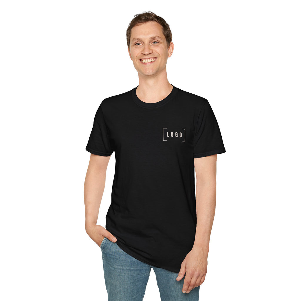 Dark Chocolate t-shirt with a customizable logo on the front chest and back