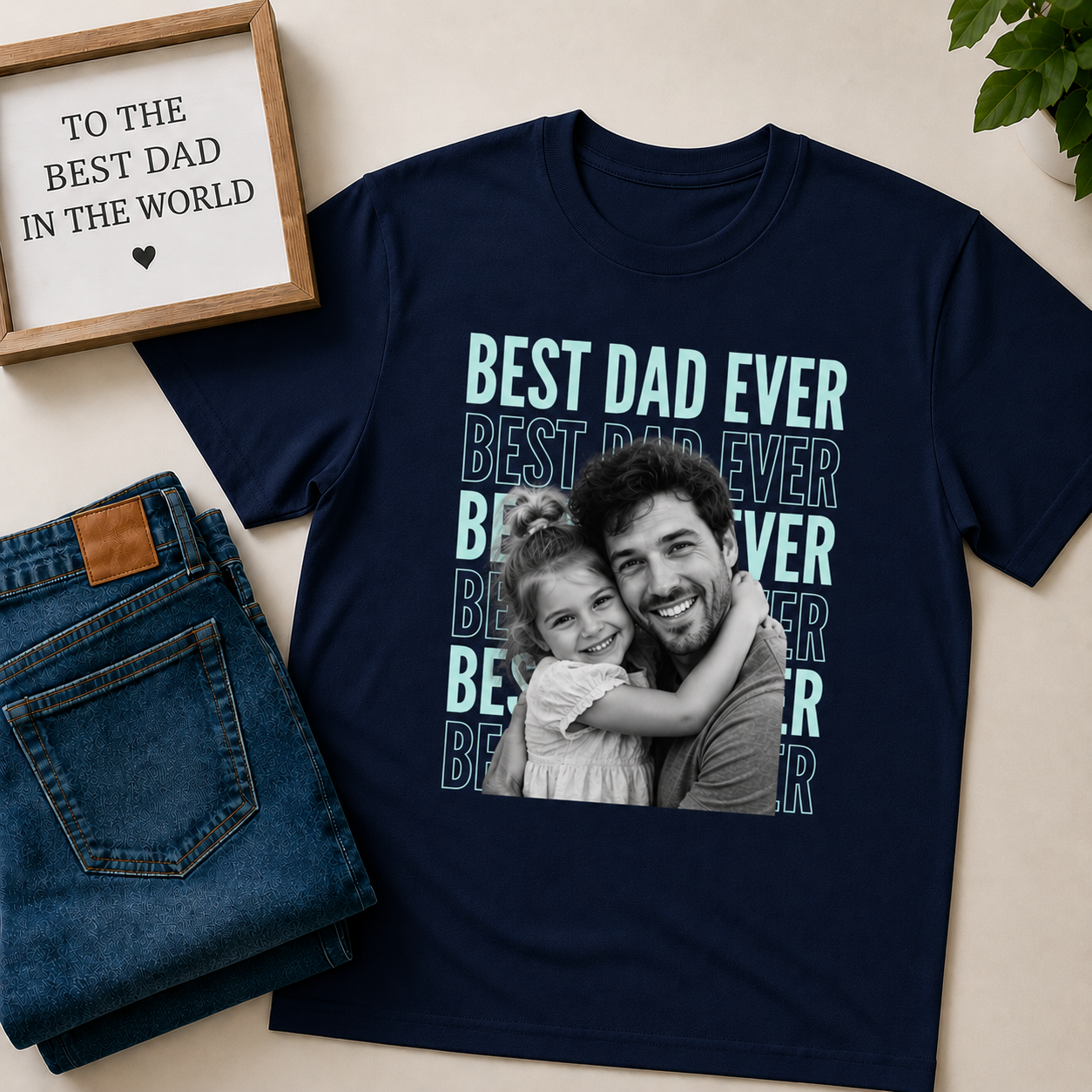 Best Dad Ever T-Shirt — Father & Child Photo Tee (Father's Day Gift)
