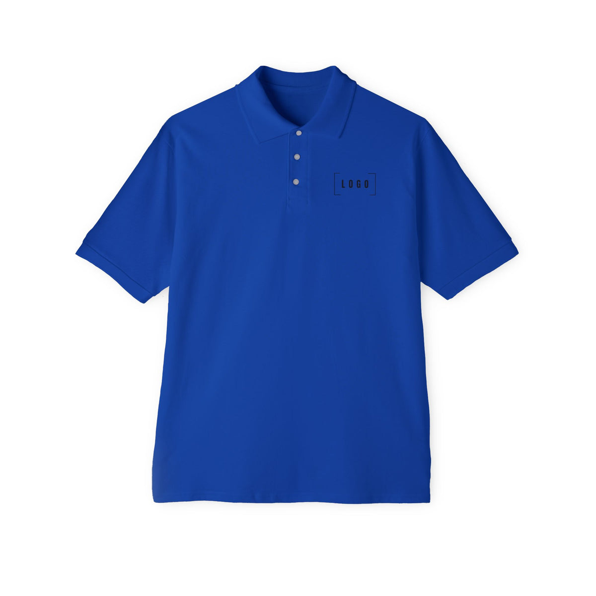 Royal men's piqué polo shirt with a customizable logo on the chest