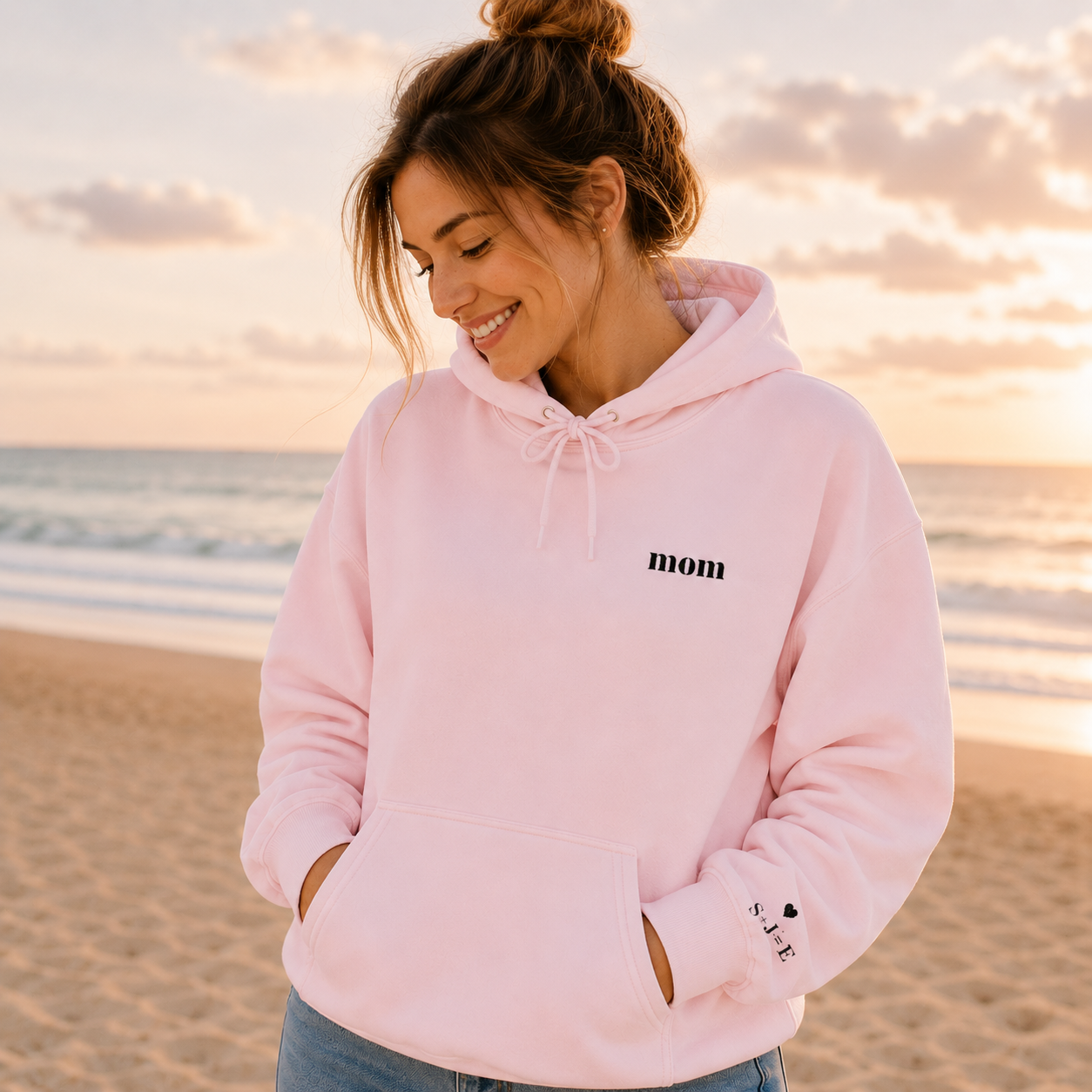 Custom Mom Hoodie | Personalized Embroidered  Chest & Sleeve | Matching Mom Mini Set |  Mom Gift S-3XL