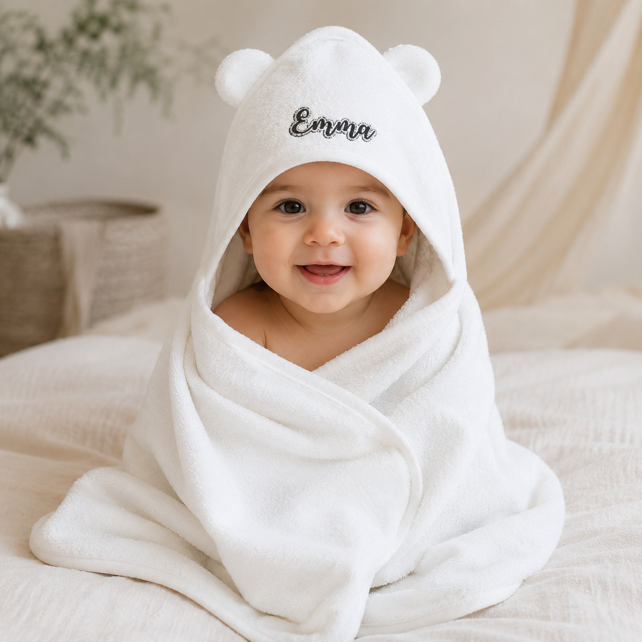 Custom Baby Hooded Towel | Personalized  Embroidered Name Kids Bath Towel | Baby Shower  Gift | Bear Ears Towel