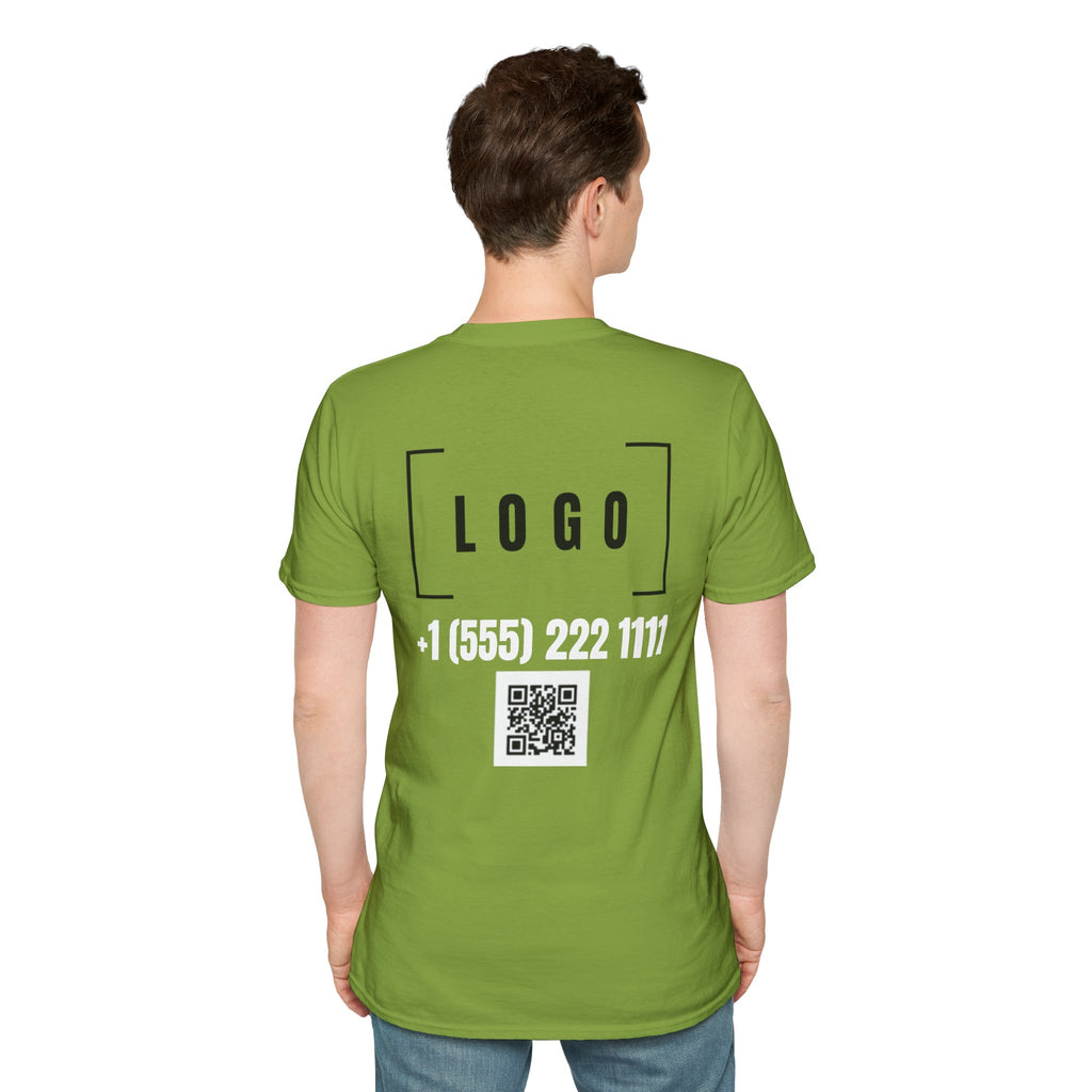 Kiwi t-shirt with a customizable logo on the back