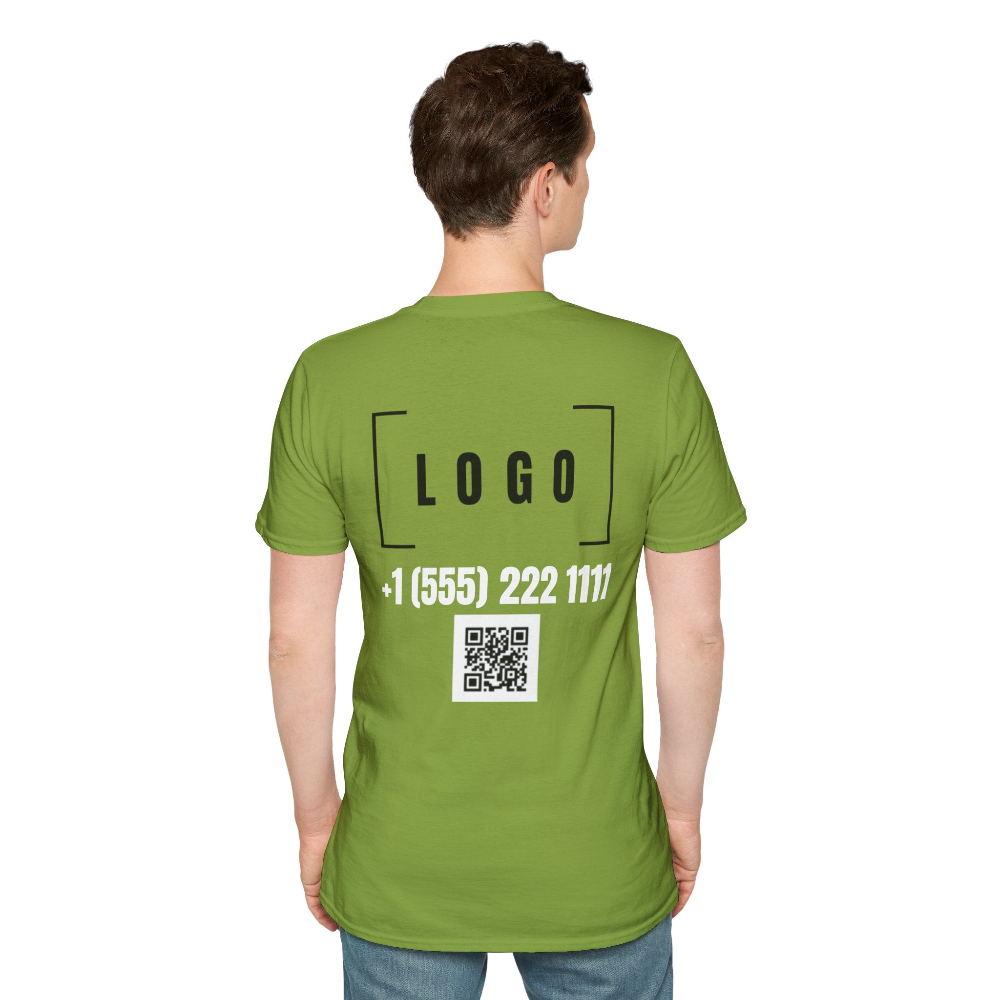 Kiwi t-shirt with a customizable logo on the back