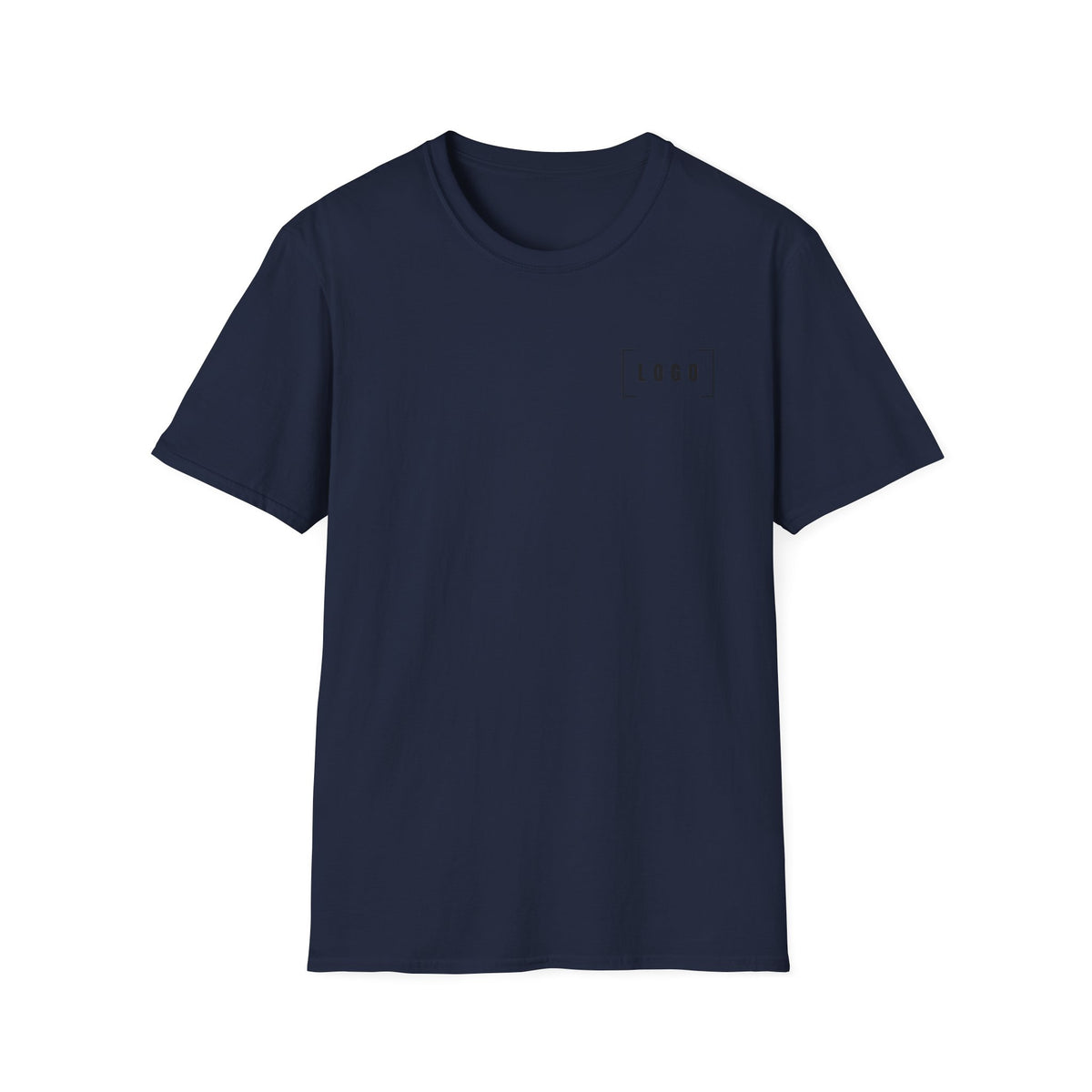 Navy t-shirt with a customizable logo on the front chest and back