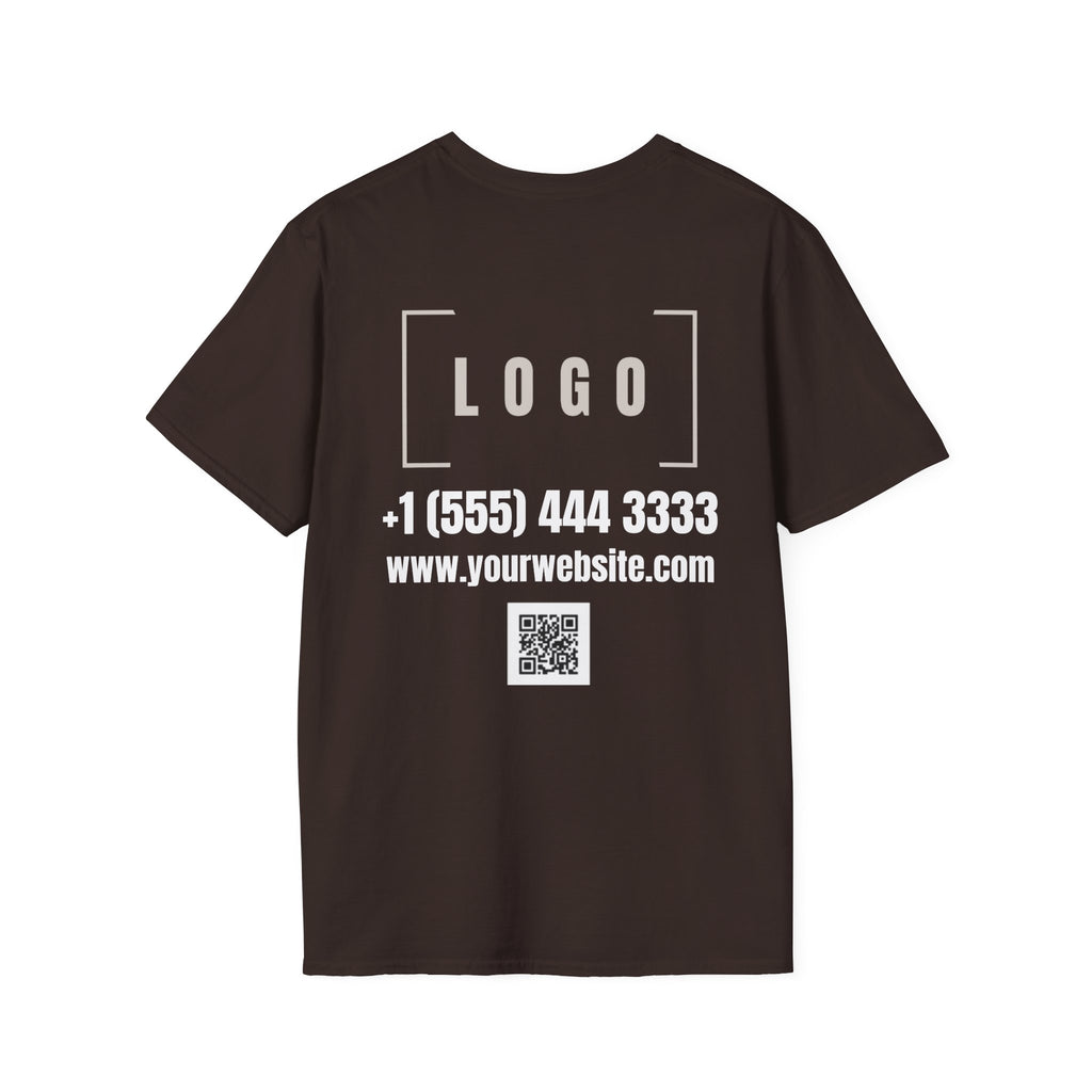 Dark Chocolate t-shirt with a customizable logo on the front chest and back