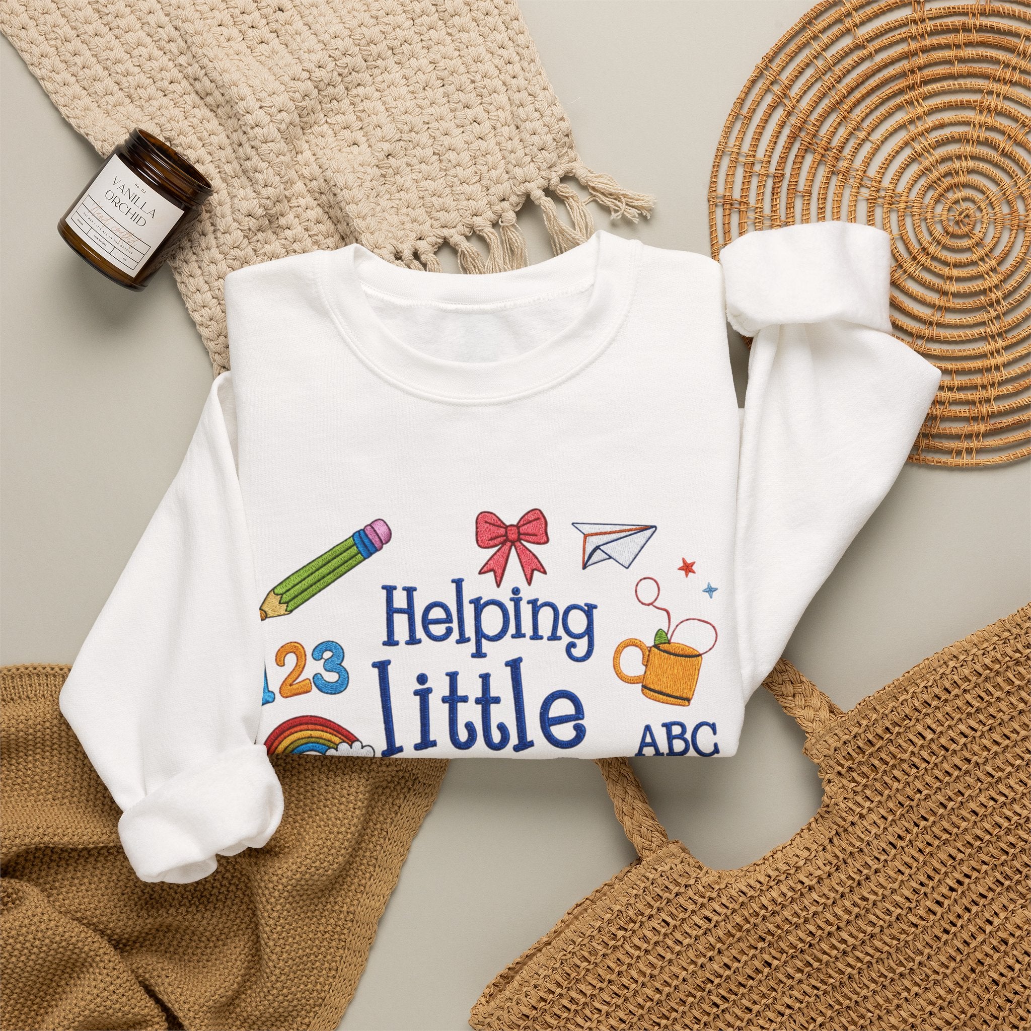 Helping Little Minds Grow Sweatshirt – Teacher Gift, Cute School Icons Crewneck, Back to School
