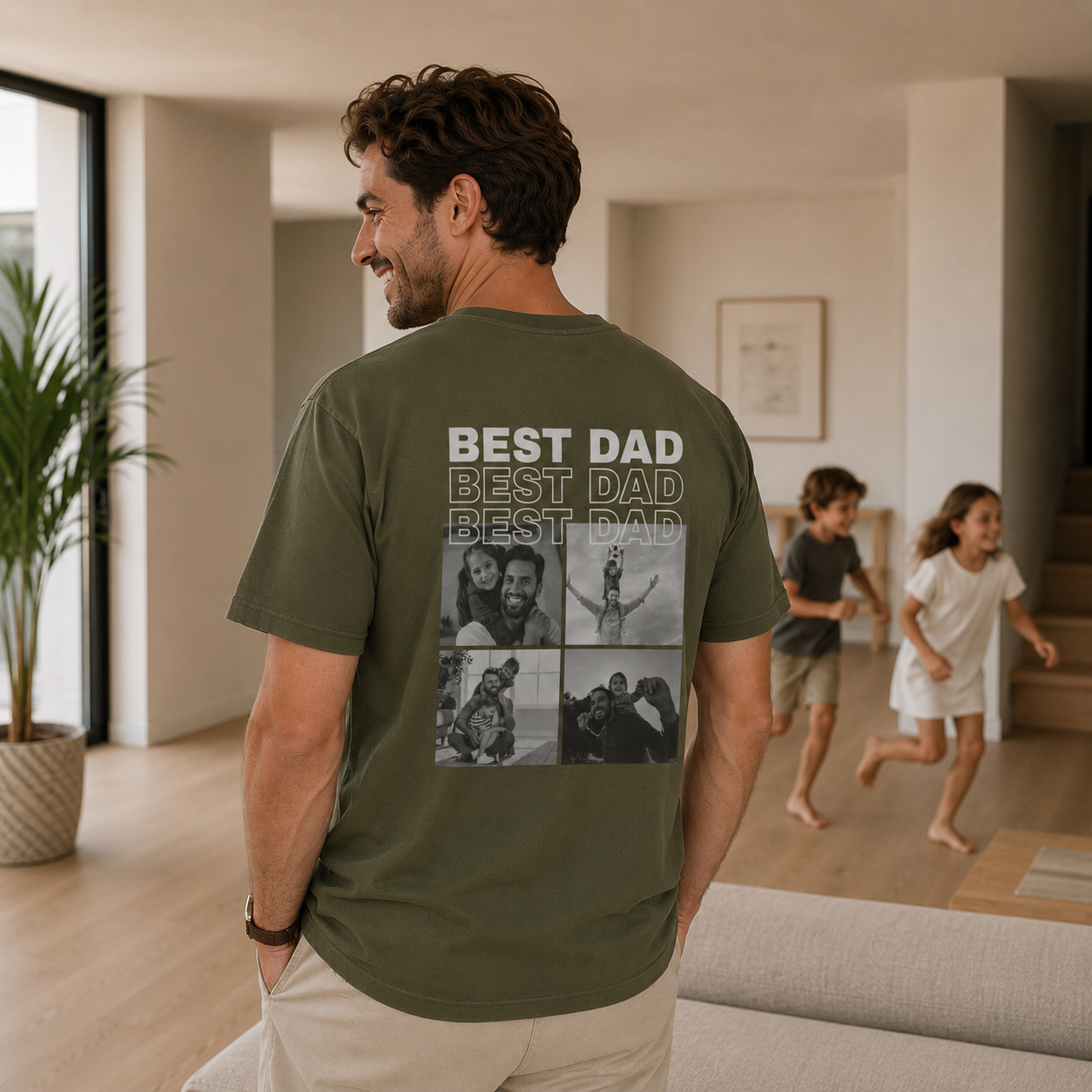 Best Dad Photo Shirt | Personalized Father Back  Print Tee | Dad Gift From Kids |  Custom Photo Dad S-3XL