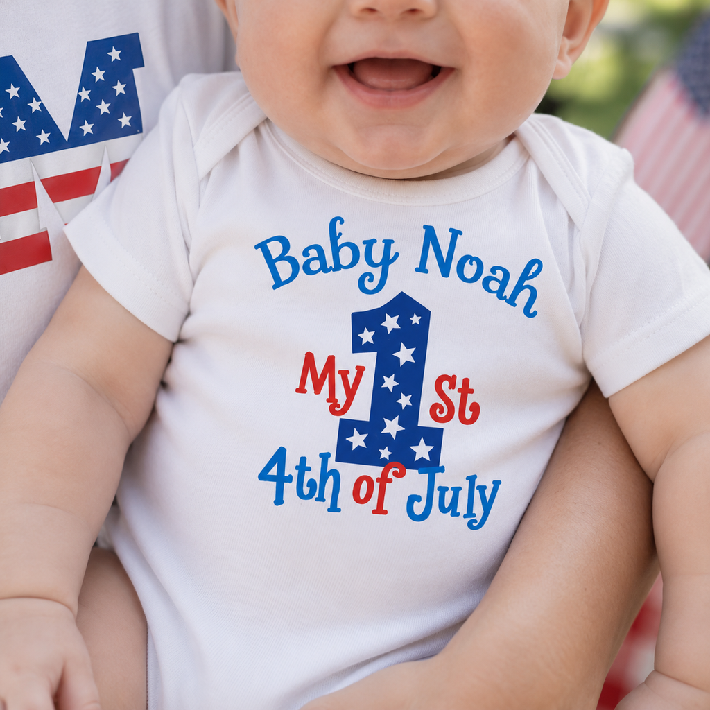 My First 4th of July Baby Bodysuit | First  Fourth of July Onesie | Patriotic Baby Gift |  Newborn 0-24M