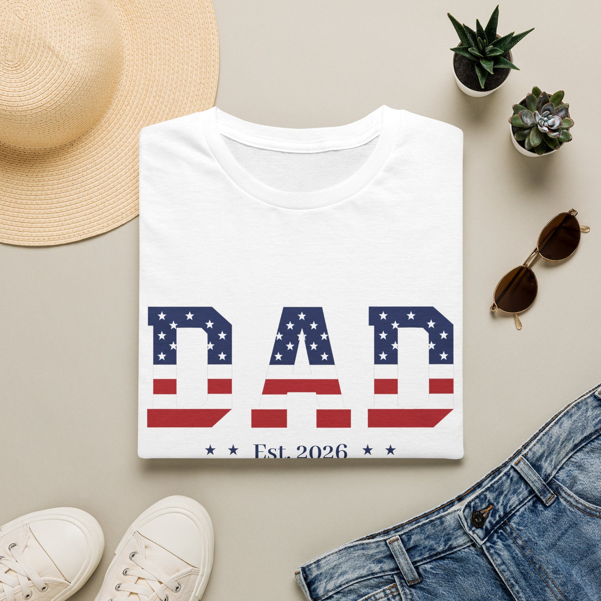 Custom Dad 4th of July Shirt | Personalized Est Year Tee | Patriotic Dad Gift | Americana Dad  Shirt S-2XL