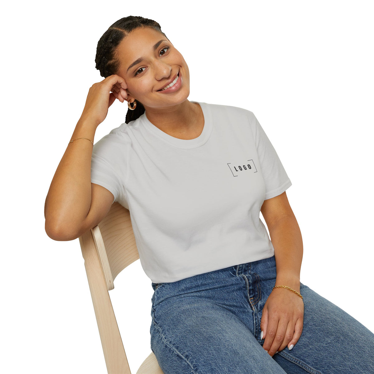 Ice Grey t-shirt with a customizable logo on the front chest and back