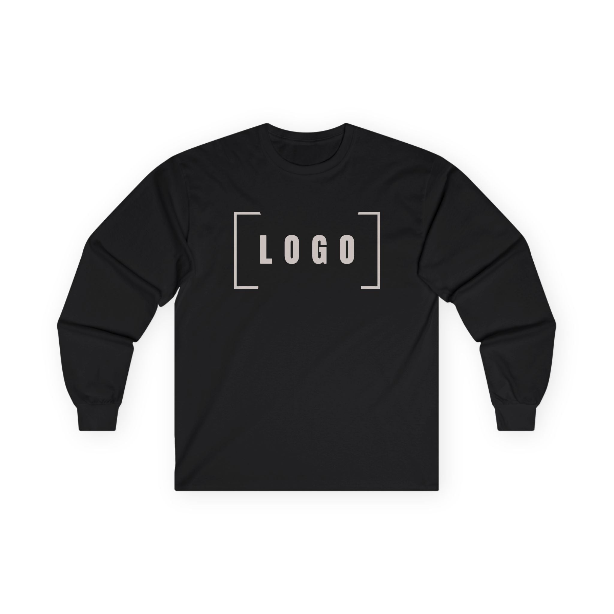 Dark Chocolate long sleeve tee with a customizable logo on the chest