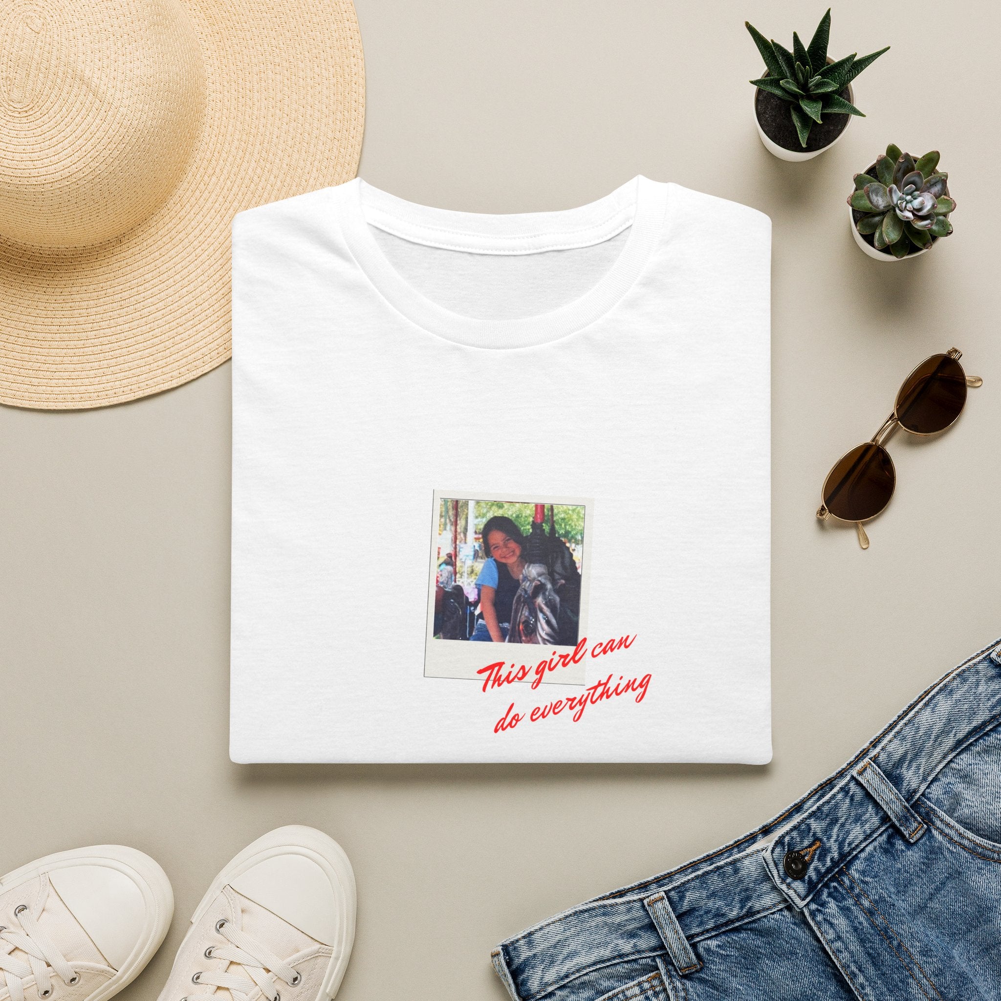 Custom Photo Shirt for Women | Personalized Polaroid Tee with Photo and Custom Text, Gift for Her