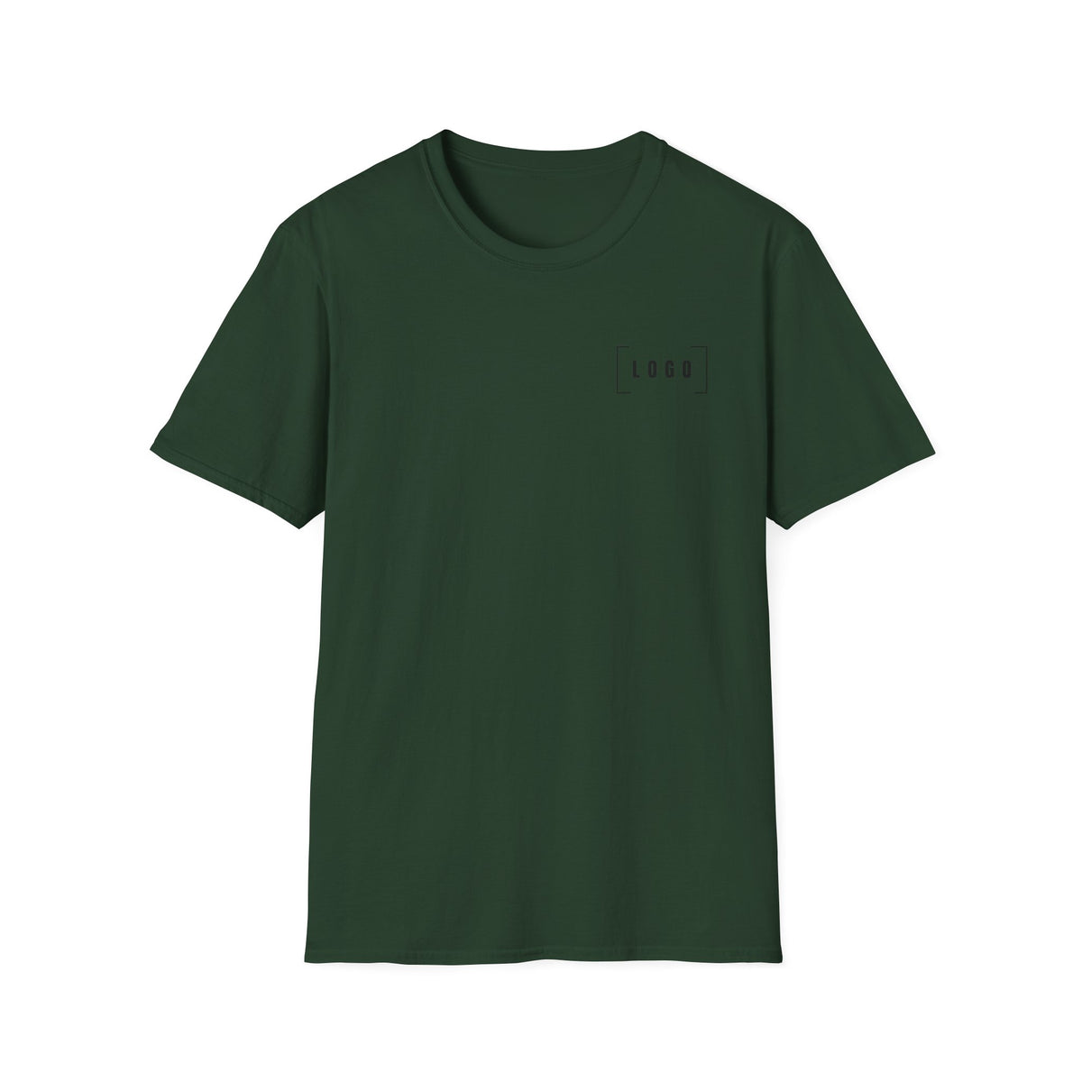 Forest Green t-shirt with a customizable logo on the front chest and back