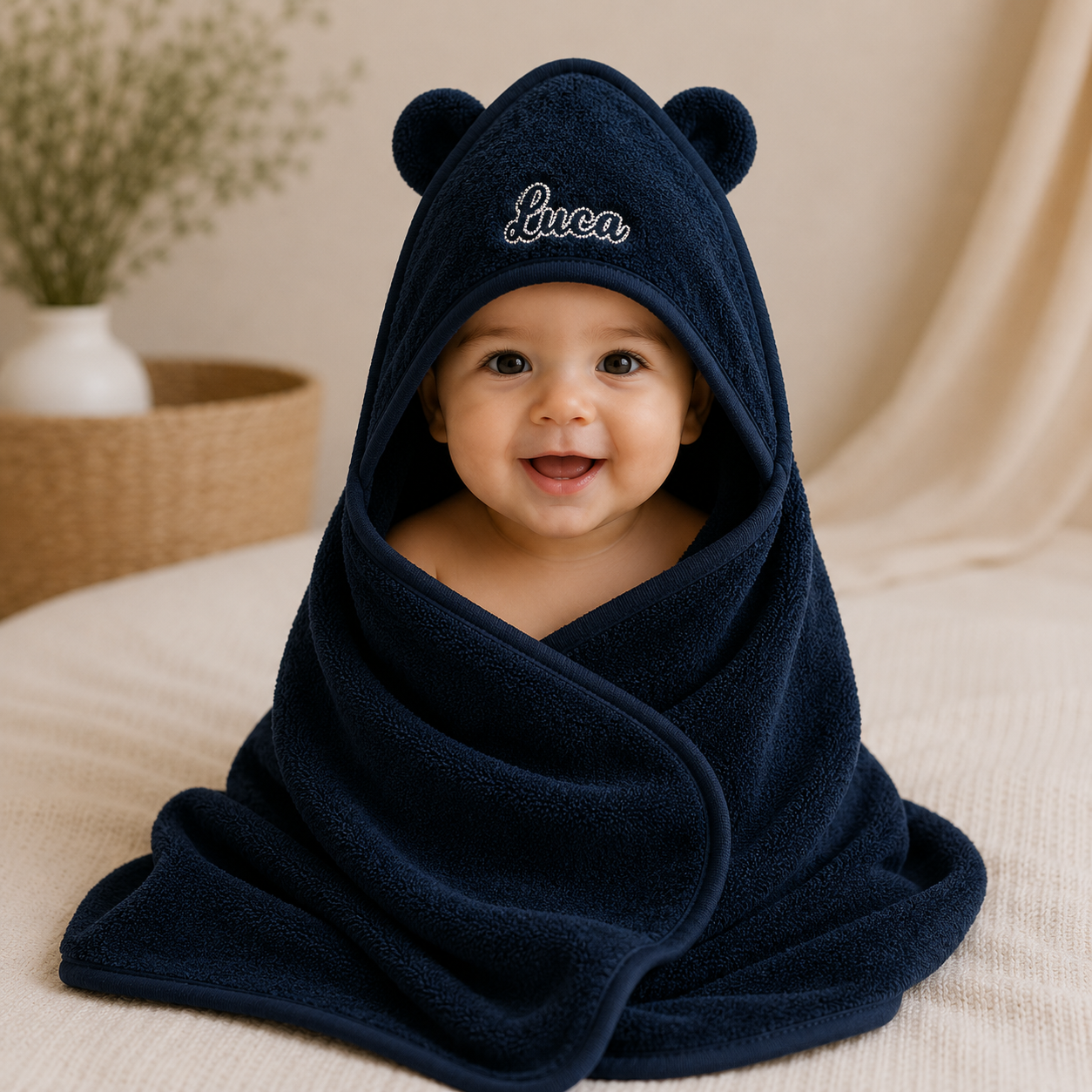 Custom Baby Hooded Towel | Personalized  Embroidered Name Kids Bath Towel | Baby Shower  Gift | Bear Ears Towel
