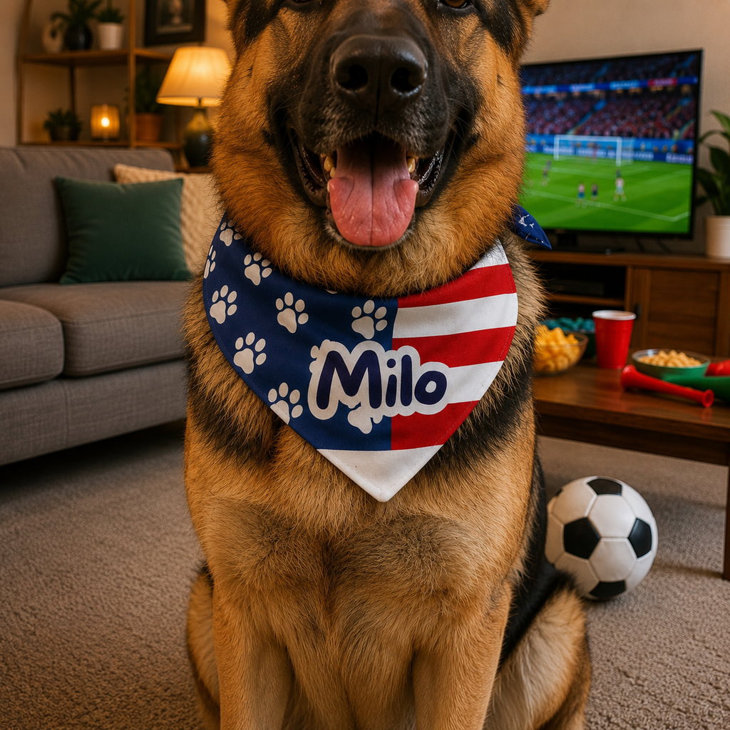 Customizable World Cup 2026 Dog Bandana | Soccer Pet Flag Accessory