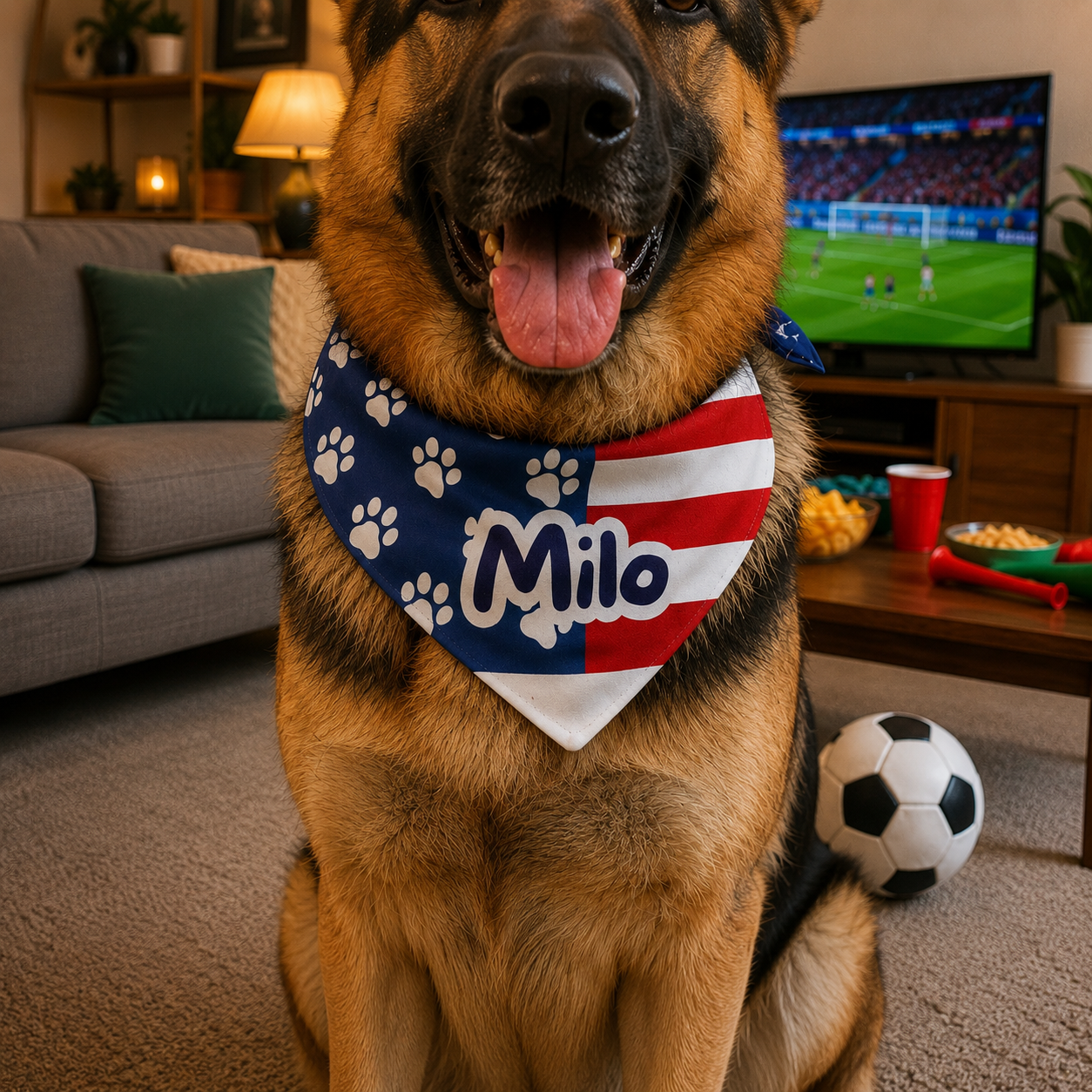 Customizable World Cup 2026 Dog Bandana | Soccer Pet Flag Accessory
