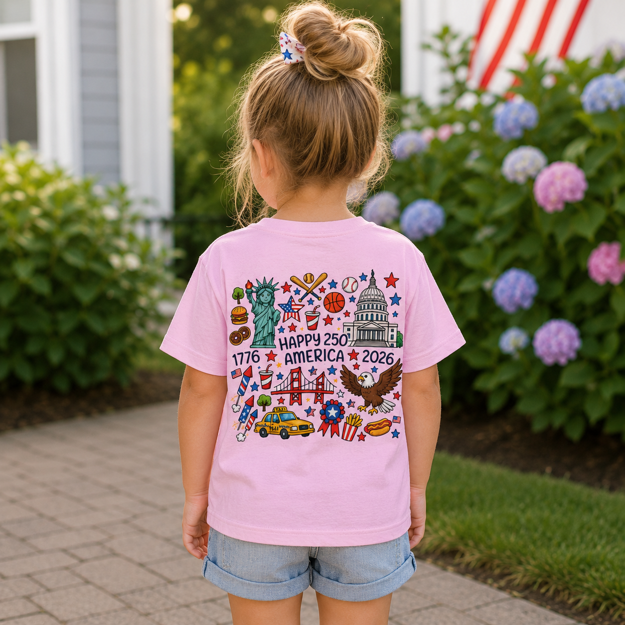 Custom Name 4th of July Toddler Shirt | Personalized USA Icons Tee for Boys and Girls, Sizes 2T–6T
