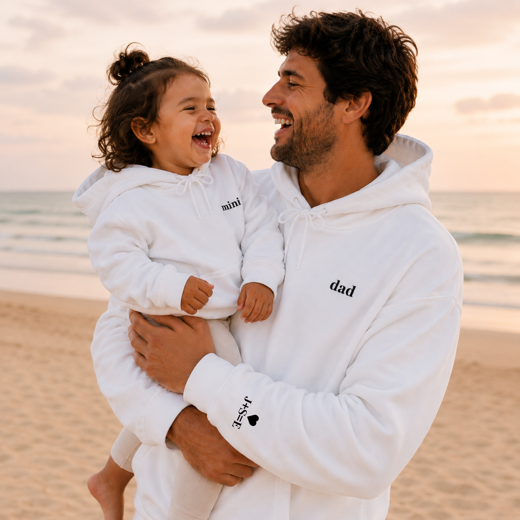 Custom Dad Hoodie | Personalized Embroidered  Chest & Sleeve | Matching Dad Mini Set |  Dad Gift S-3XL