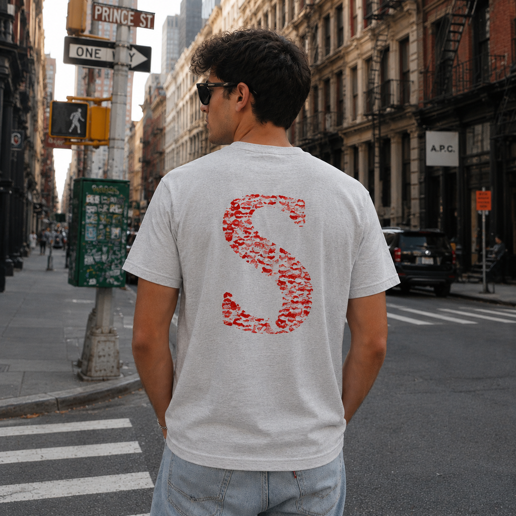 Kiss Custom Initial T-Shirt | Personalized Letter with Lips Heart Design | Gift for Her | Couple Shirt | Valentine Gift