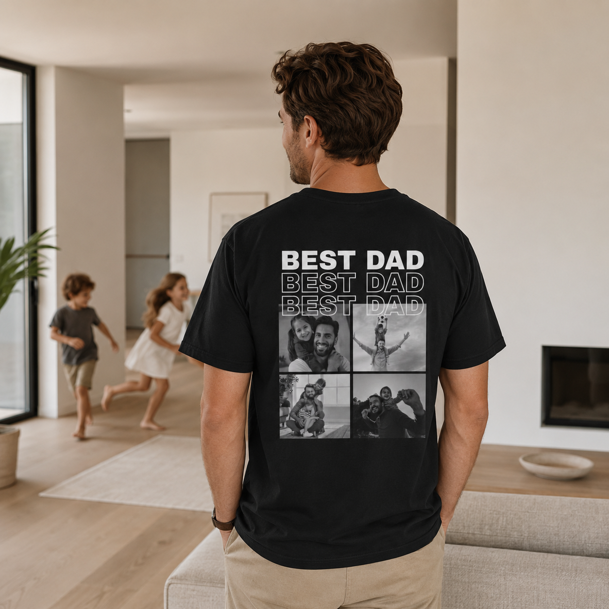 Best Dad Photo Shirt | Personalized Father Back  Print Tee | Dad Gift From Kids |  Custom Photo Dad S-3XL